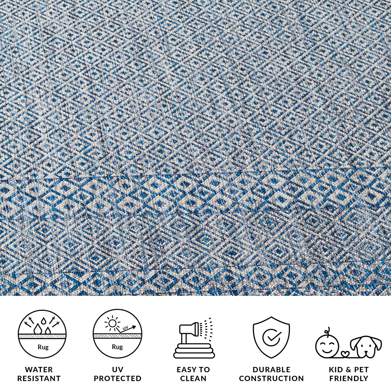 Safavieh Courtyard Evander Geometric Indoor/Outdoor Area Rug (Gray/Blue, 5 ft 3 in x 7 ft 7 in) hwgxc