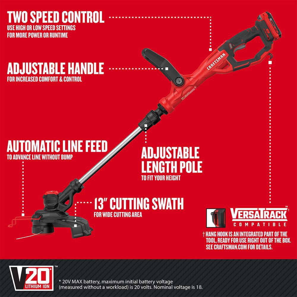 BLACK+DECKER 20V Cordless Straight Shaft String Trimmer and Edger Kit (Black, 13 in) 4njg9