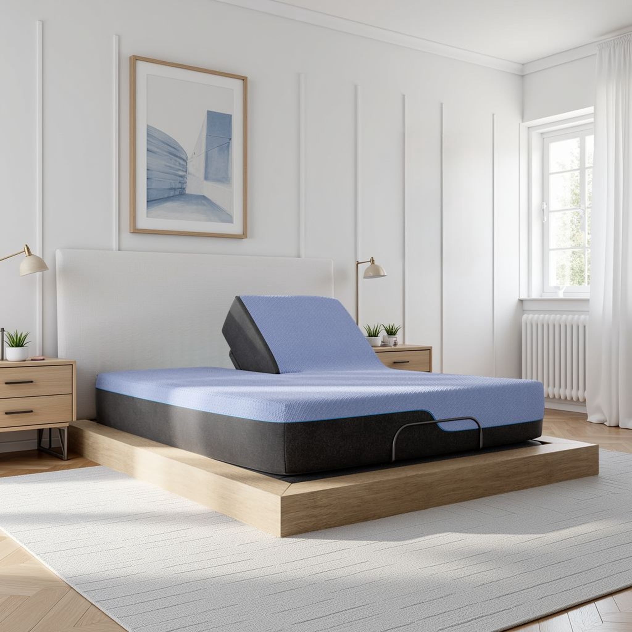 Bridgevine Home 12 inch Refresh Flex Top Hybrid Cooling Latex Foam and Coil Mattress (Blue, Queen Size) 1y0b3
