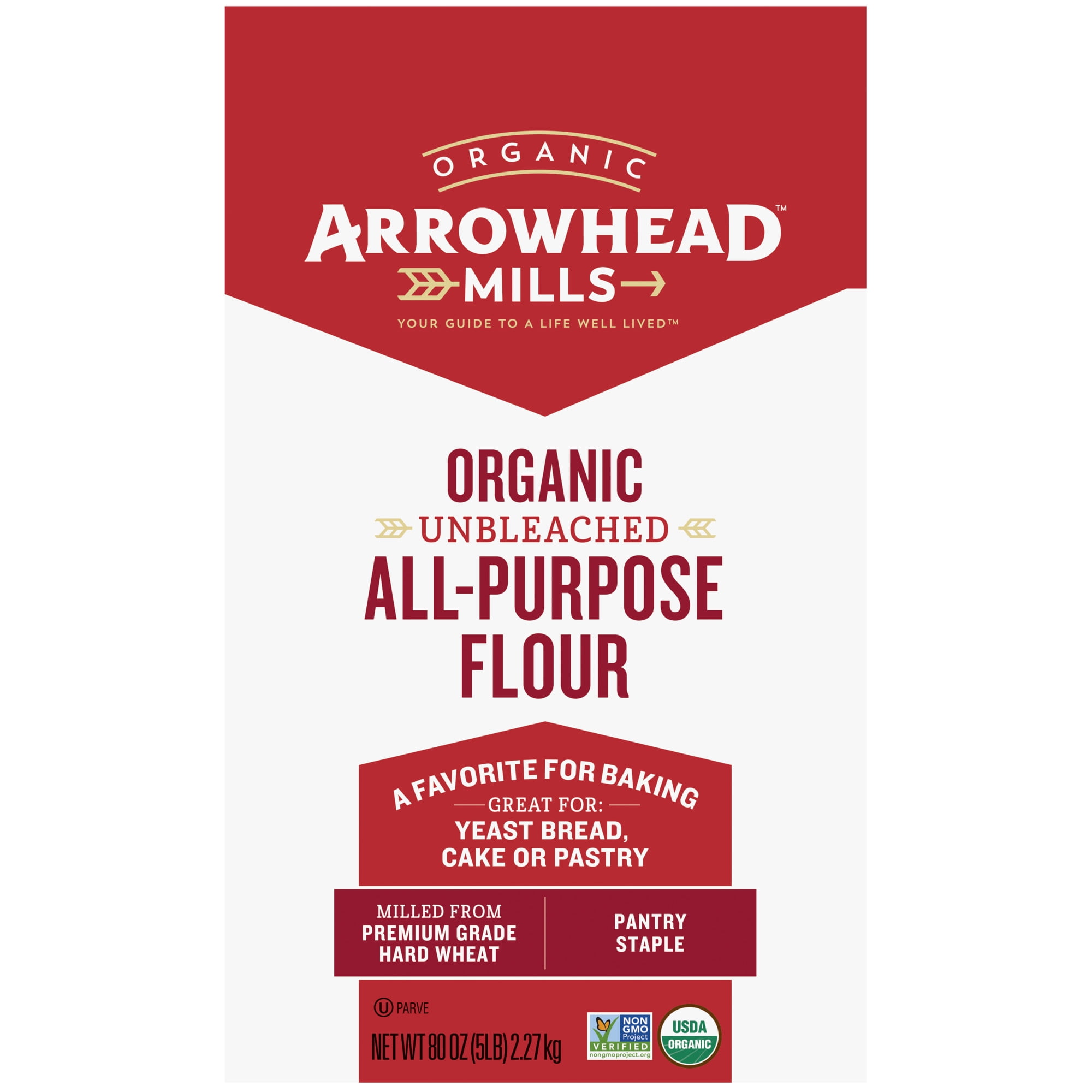 Arrowhead Mills Organic All Purpose Flour, Unbleached Baking Ingredient (5 lb) csw21