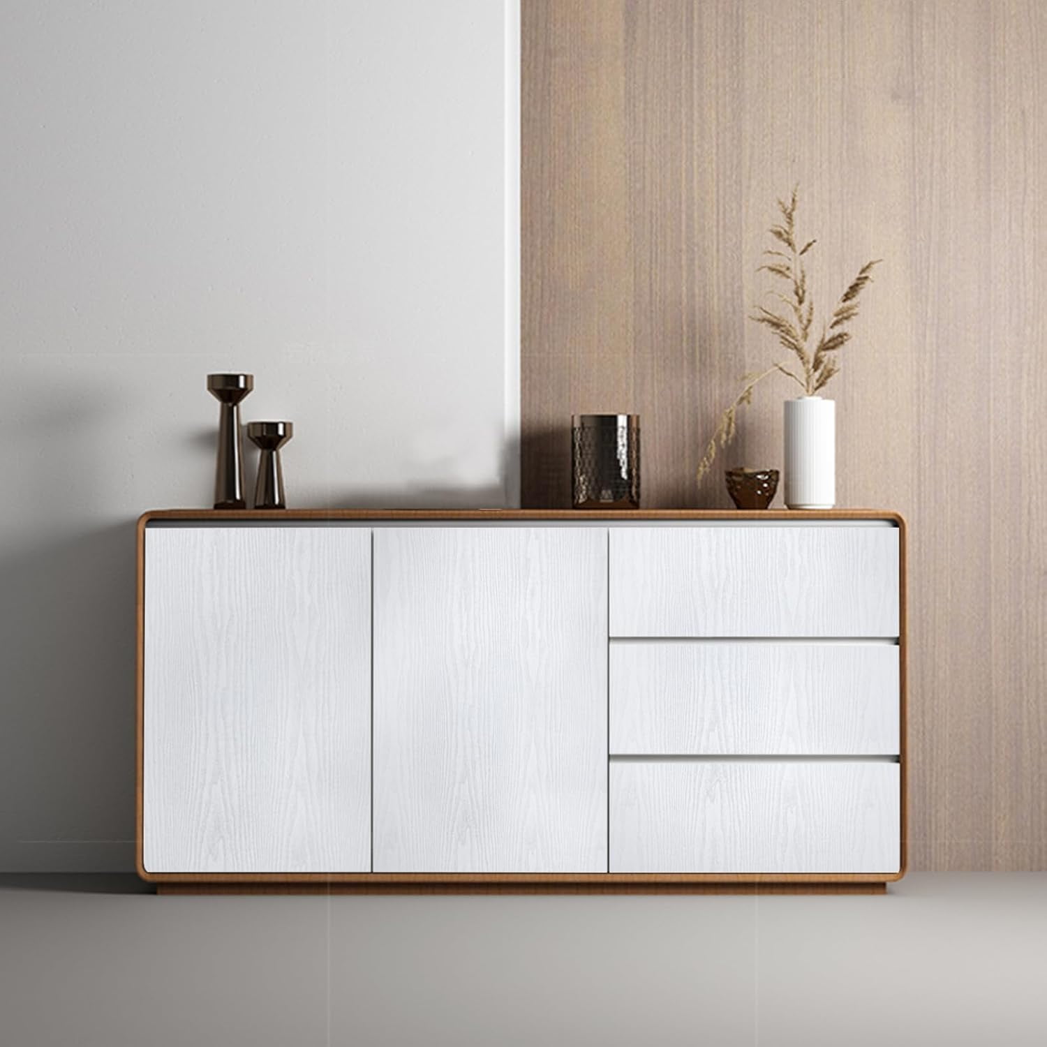 Abyssaly White Wood Peel and Stick Wallpaper, Self-Adhesive Removable Contact Paper for Kitchen and Furniture (White, 17.7 in x 236.2 in) ckzqv