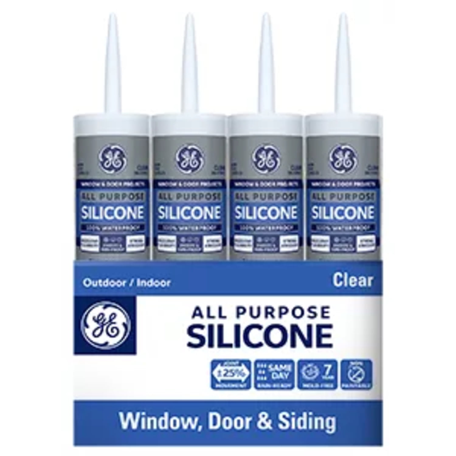 GE Silicone 1 All Purpose Waterproof Sealant (Clear, 10.1 oz) 14xl7