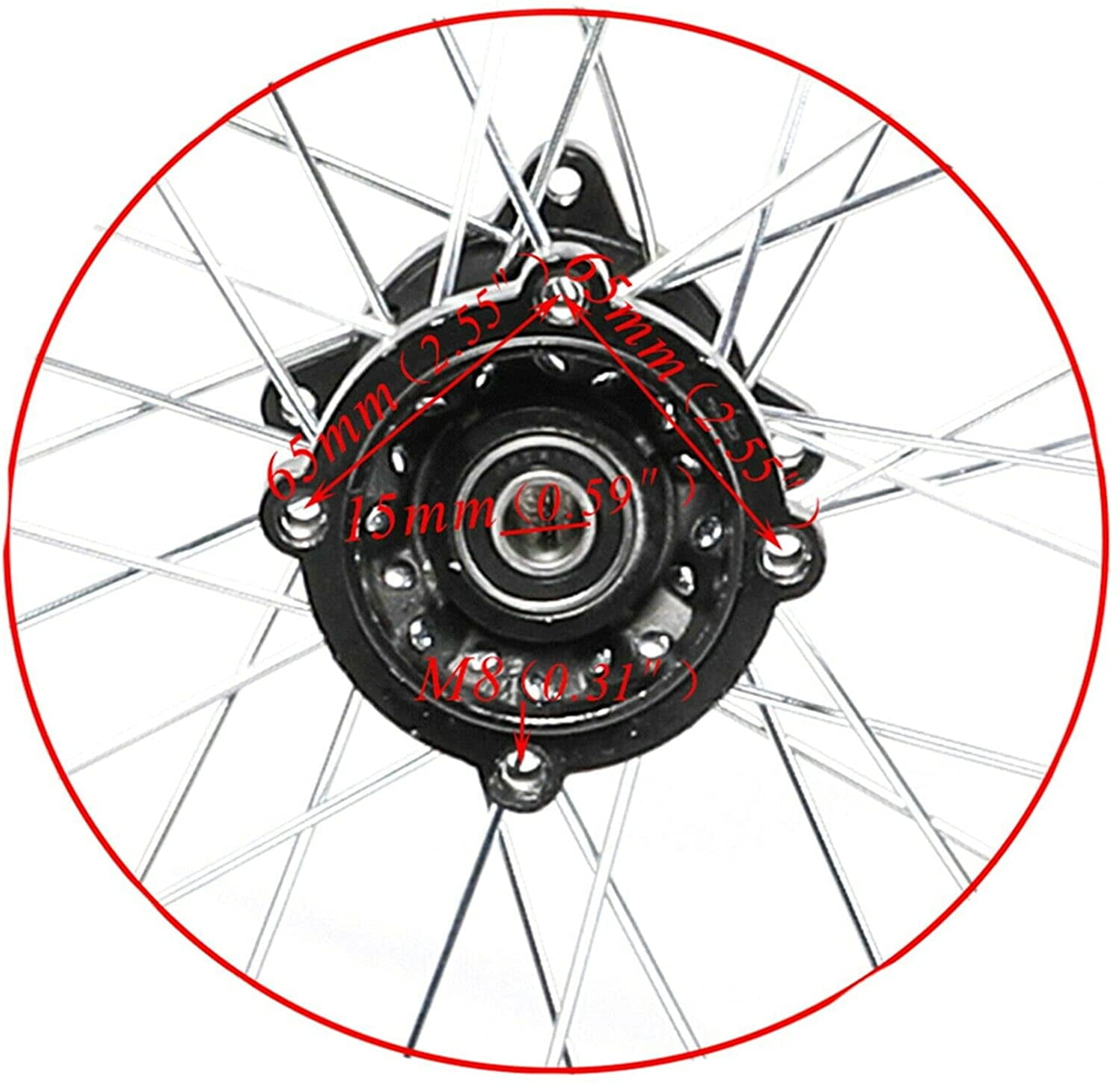 Anqidi 14 in Rear Wheel Assembly with 90/100-14 Tire and 15mm Bearing for Pit Bike Dirt Bike (Black, 14 in) ozoko