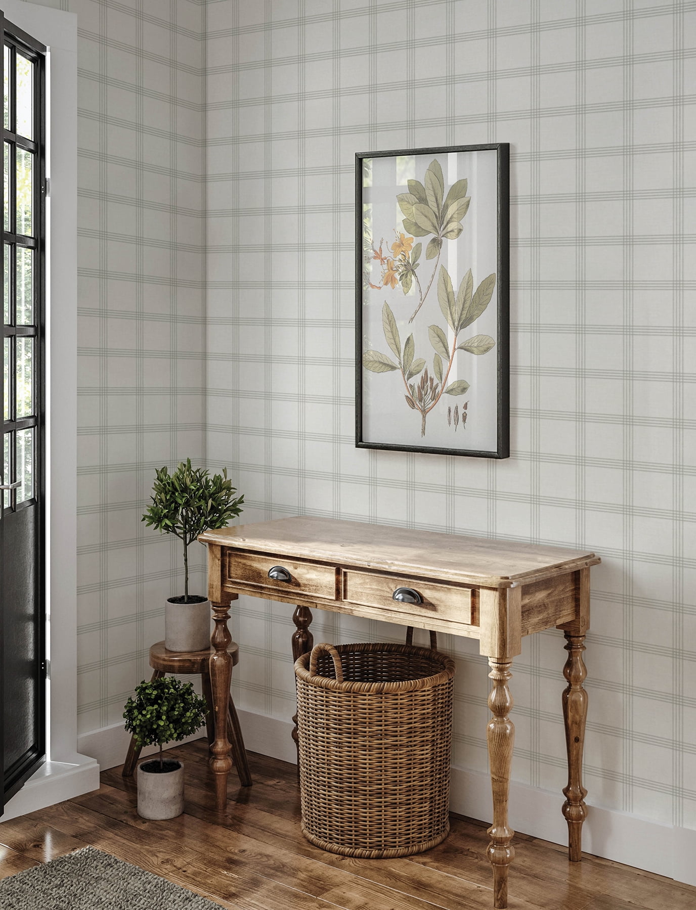 Chesapeake Twain Plaid Wallpaper (Light Grey, 20.5 in x 33 ft) 5u5af