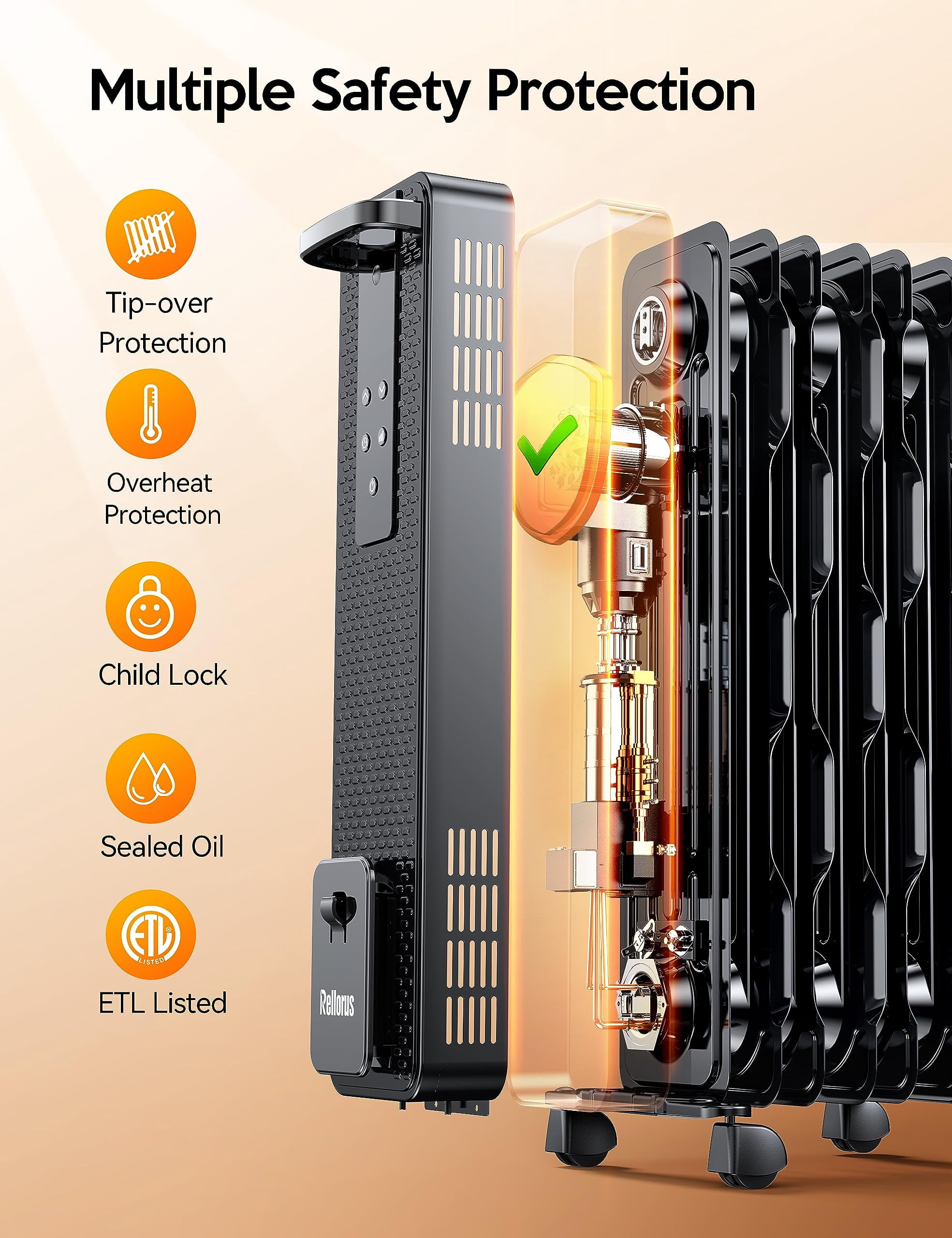 Party Zealot 1500W Electric Oil Filled Radiator Space Heater with Remote Control (Dark Grey, 25.18 in H) nq0b7