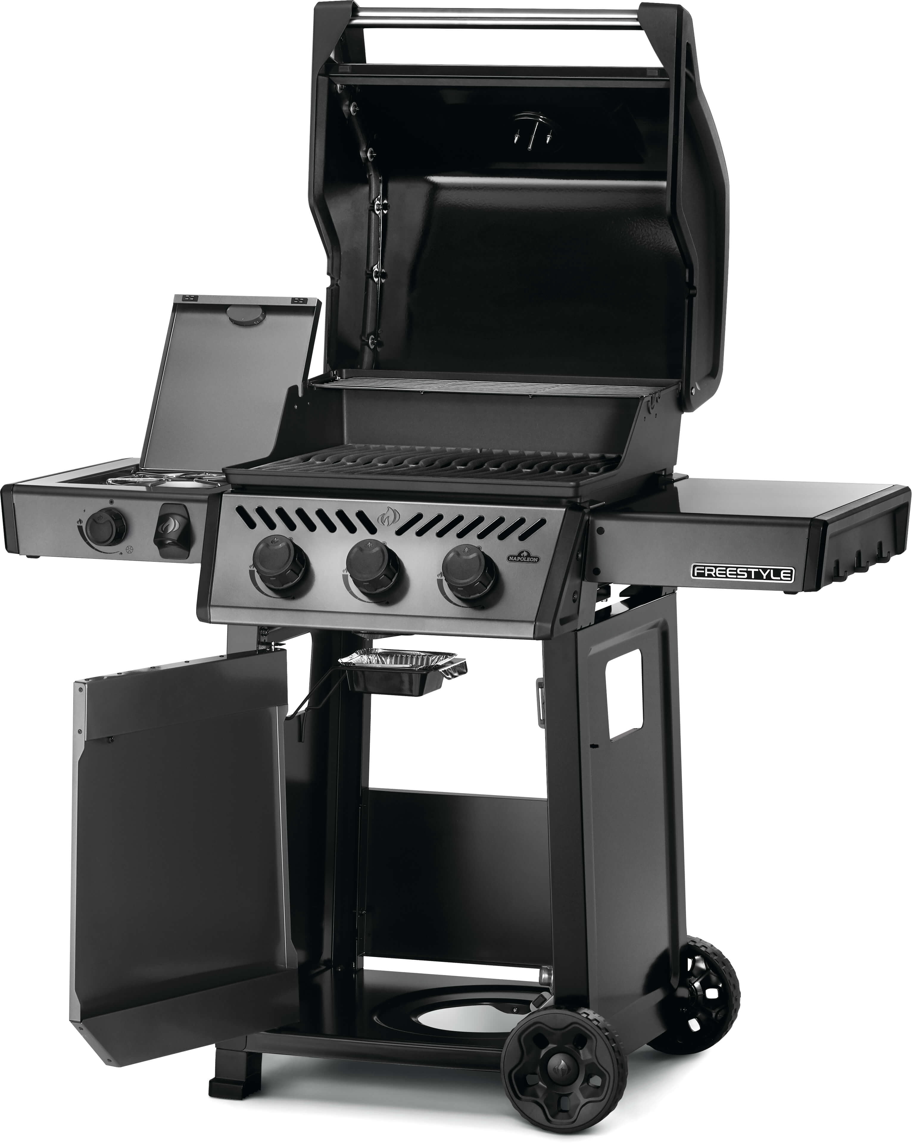 Napoleon Freestyle 365 3-Burner Propane Gas Grill with Range Side Burner (Graphite Grey, 365 sq in) 3flop