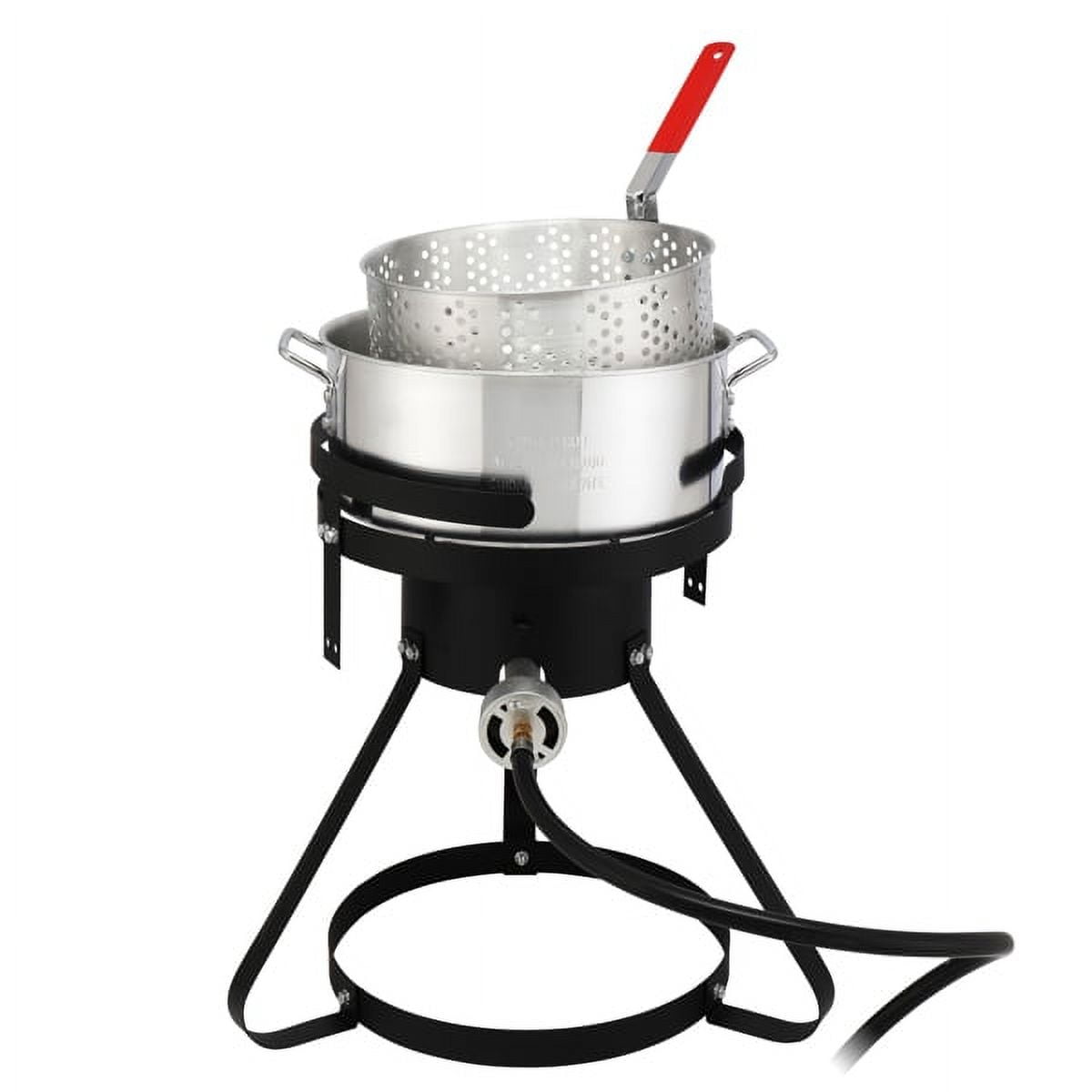 AMEEL Outdoor Gas Fryer Cooking Station with 30qt and 10qt Pots (Black, 13 in x 32 in) o1q1e