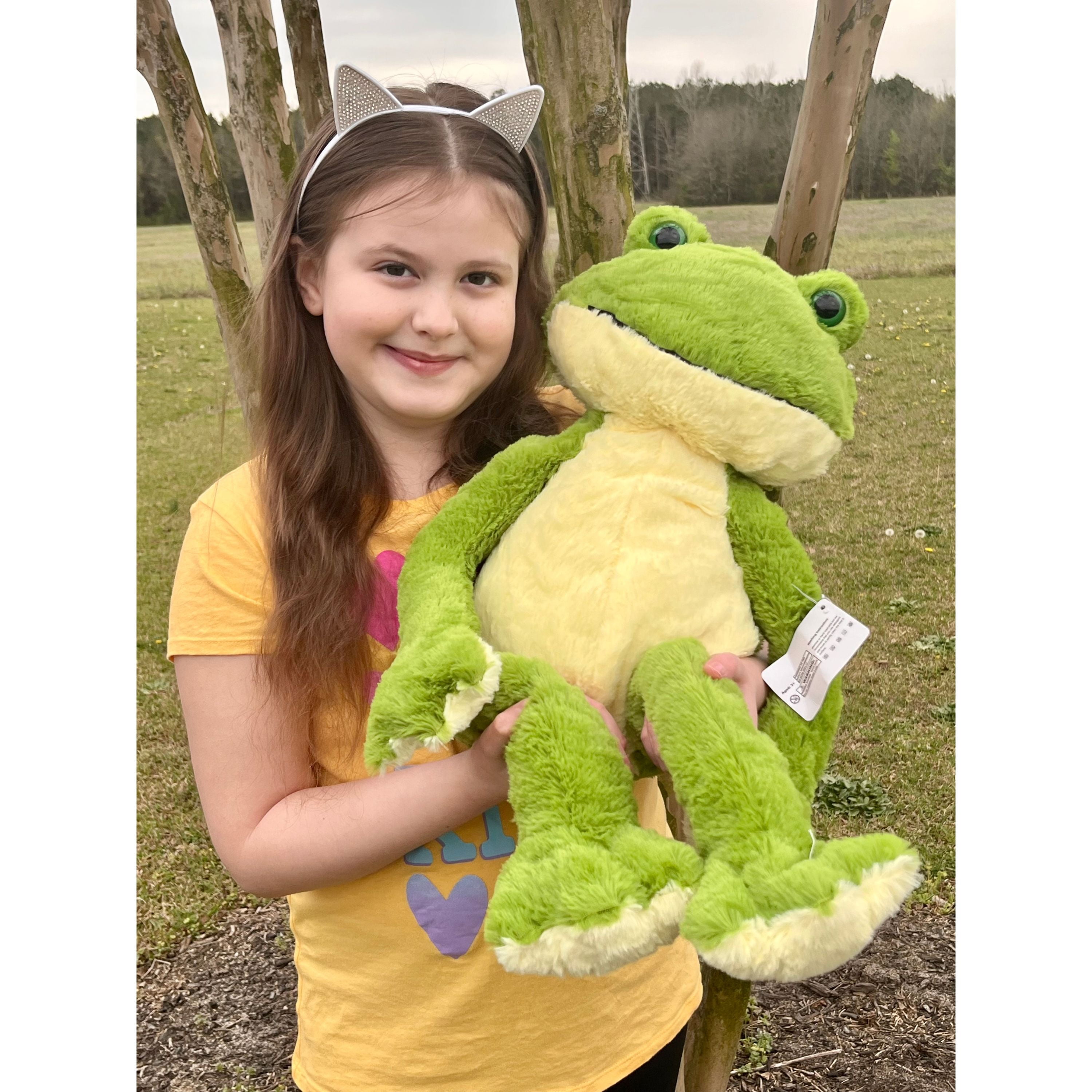 MaoGoLan Plush Frog Stuffed Animal Soft Toy with White Belly (Green, 17 in) ux28u
