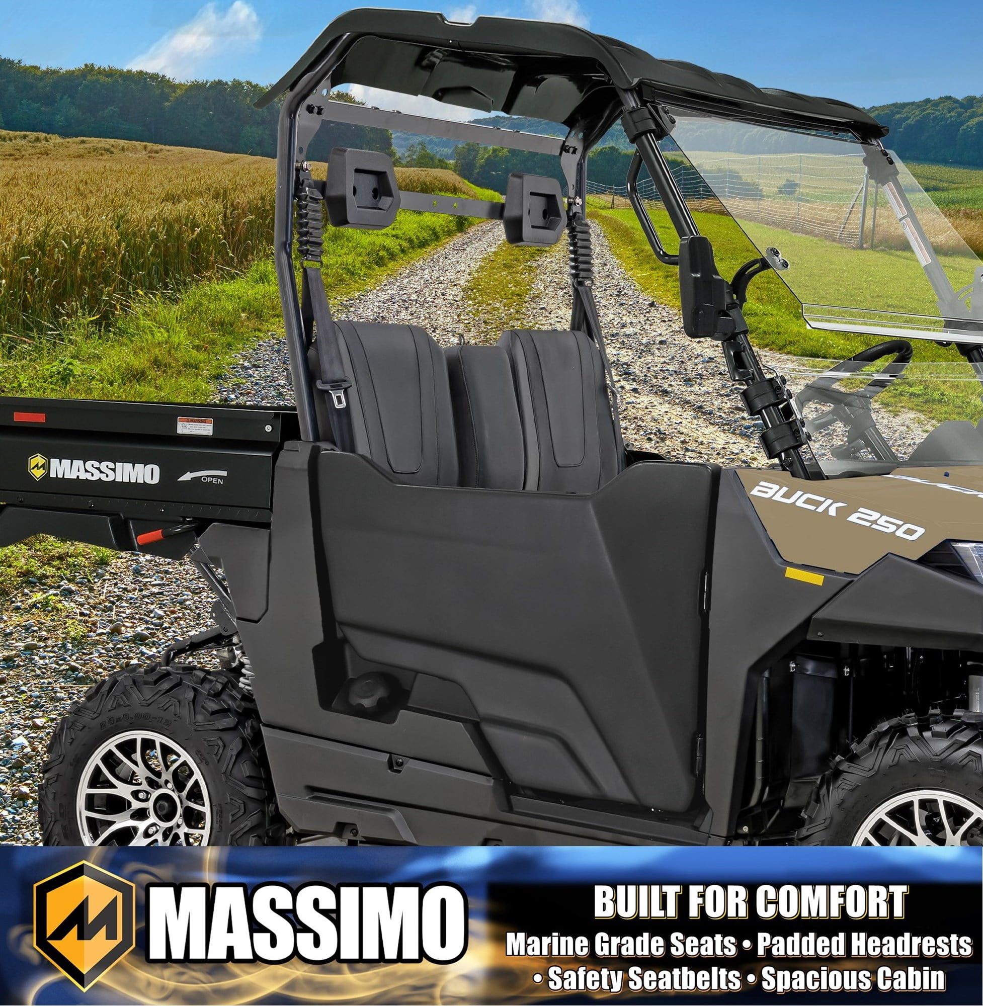 Massimo Buck 250 Side by Side UTV with Dumping Cargo Bed (Quicksand, 177cc) 5tcc7 - Image 4