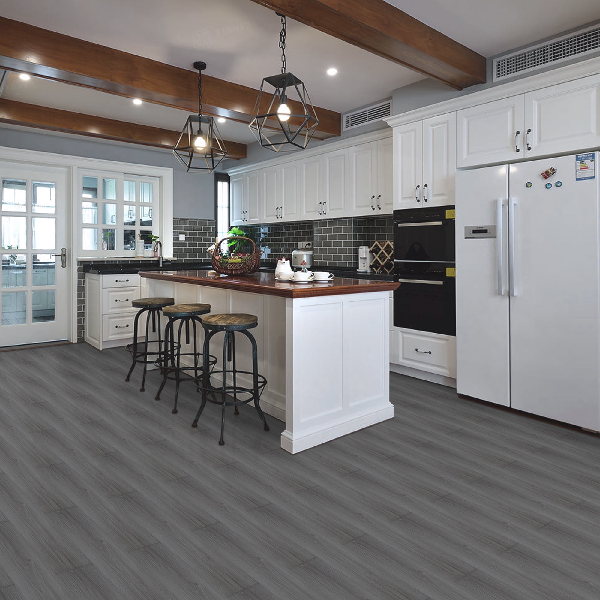 UMIGGEE Peel and Stick Vinyl Flooring Wood Look Tiles (Grey, 10 Pieces/Pack, 36 in x 6 in) 0rg86