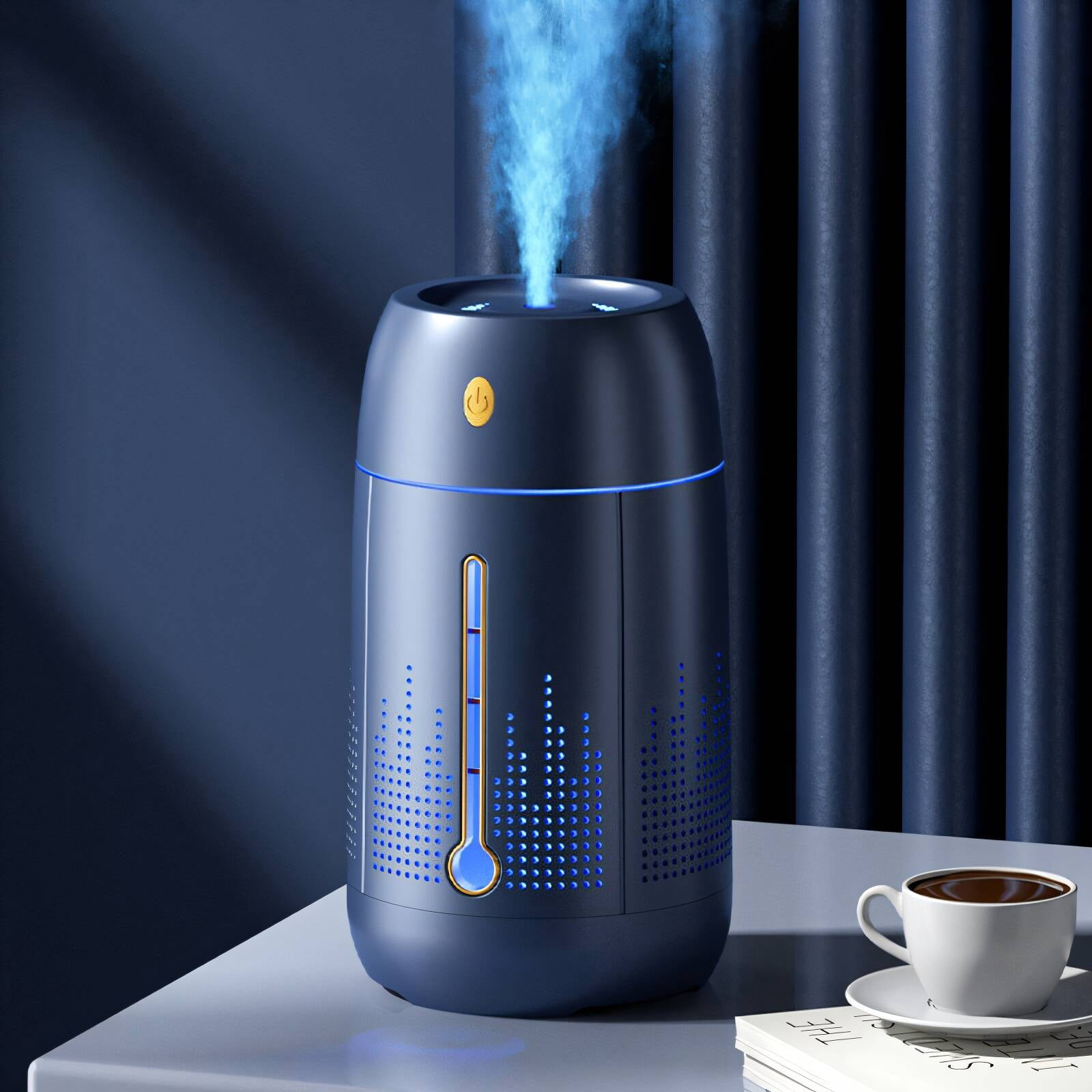 Hibibud Ultrasonic Humidifiers for Bedroom, Quiet Cool Mist Air Moisturizer (Blue, 2 Pack) 63w6f