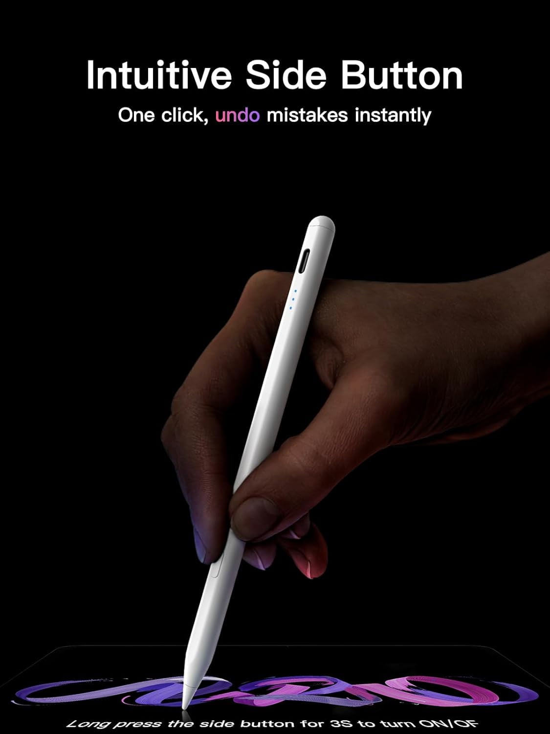 GATATOL Stylus Pen for iPad (2018-2025 Models) with Palm Rejection, Tilt Sensitivity, and Shortcut Button (White) 7k8g5
