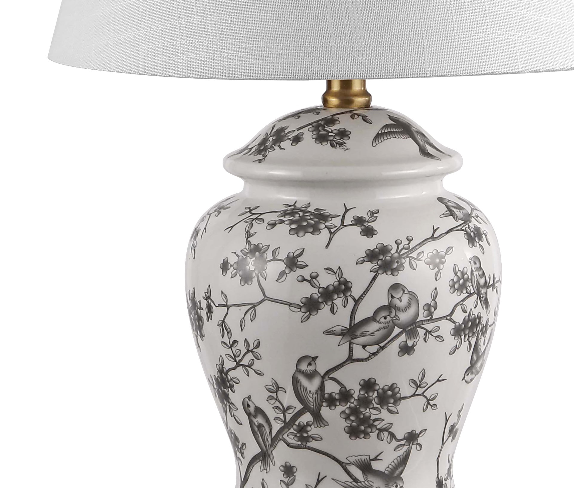 JONATHAN Y Penelope Chinoiserie Ginger Jar LED Table Lamp, Traditional French Country Ceramic Decor (Gray/White, 22 in) acu2v