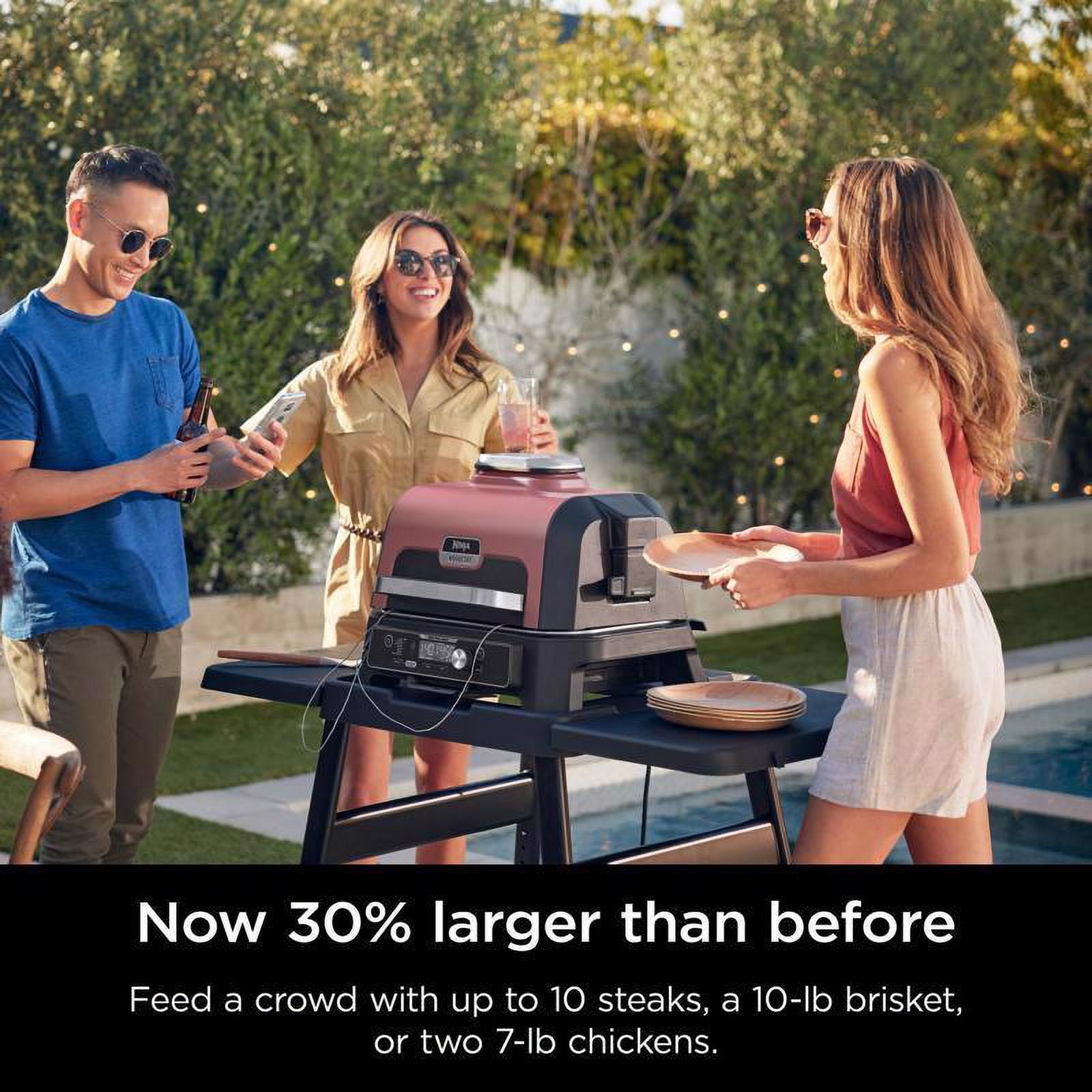 Ninja Woodfire Outdoor Electric Grill and Smoker (Rust, 18 in) 9vxft