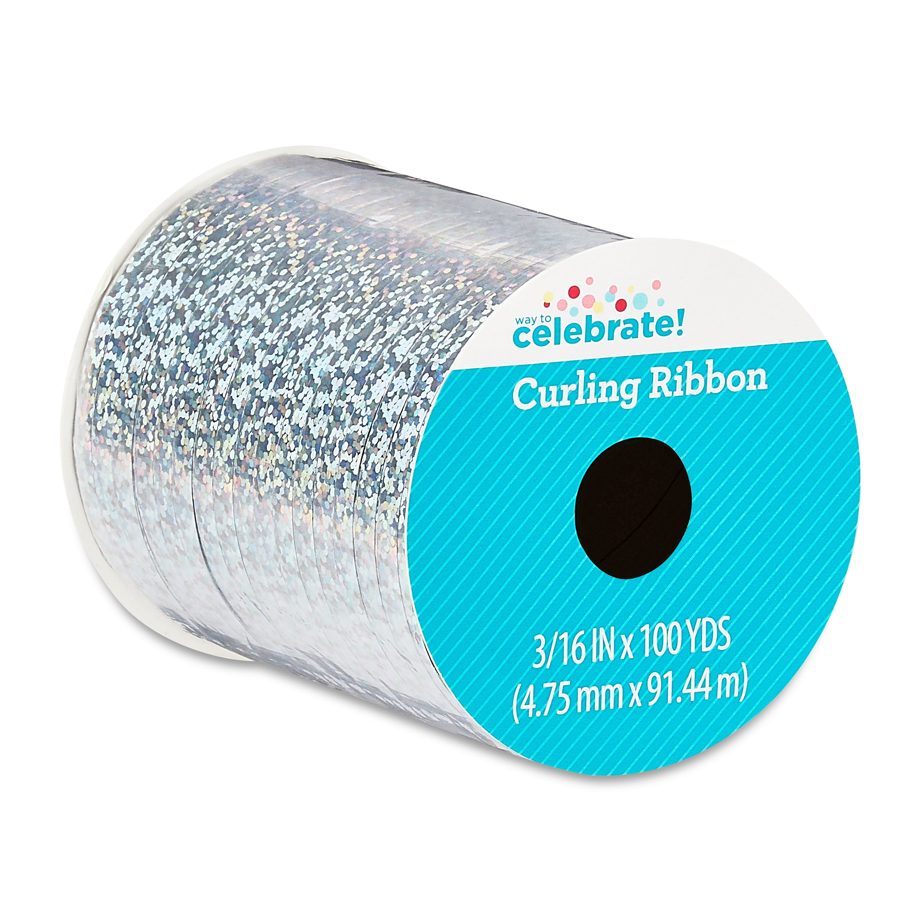 Way To Celebrate Holographic Curling Ribbon for Gift Wrapping and Party Decor (Silver, 300 ft) l13p0