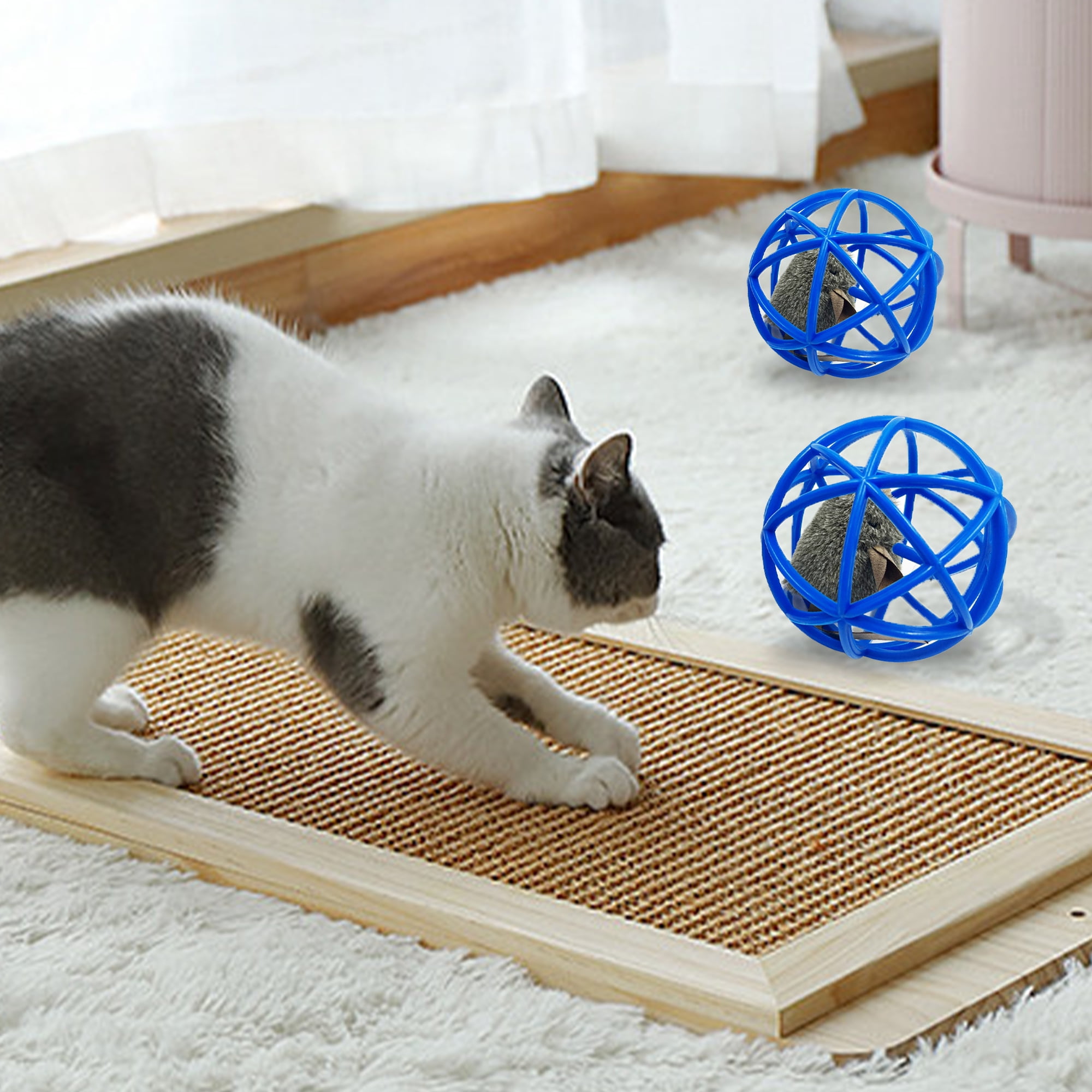 Homieway Interactive Cat Toy Ball with Simulated Mouse Sound (Blue, 2 Pack) z7z8s