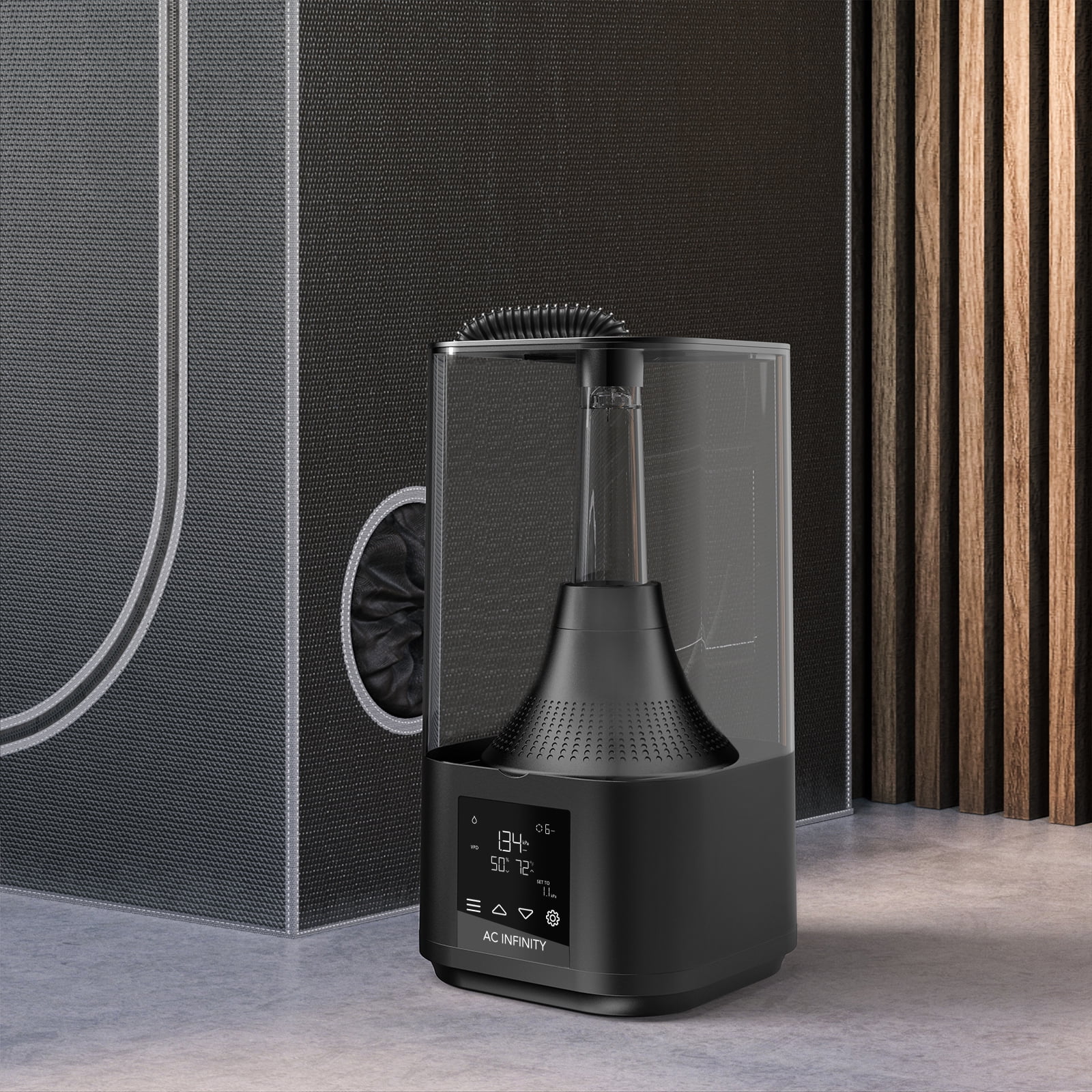 AC Infinity CLOUDFORGE T3 Plant Humidifier with VPD Controller and Detachable Tubing (Black, 1.19 gal) 1bsbv
