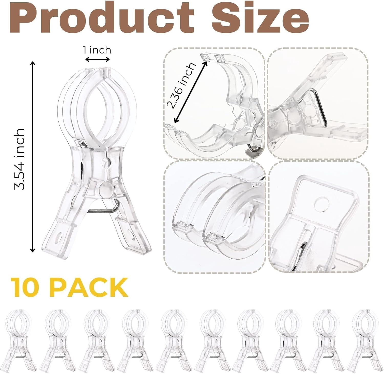 AOMWXENN Balloon Arch Clips Heavy Duty Spring Clamps for Backdrop and Party Decor (Clear, 10 Pack, 3.5 in) j2axk
