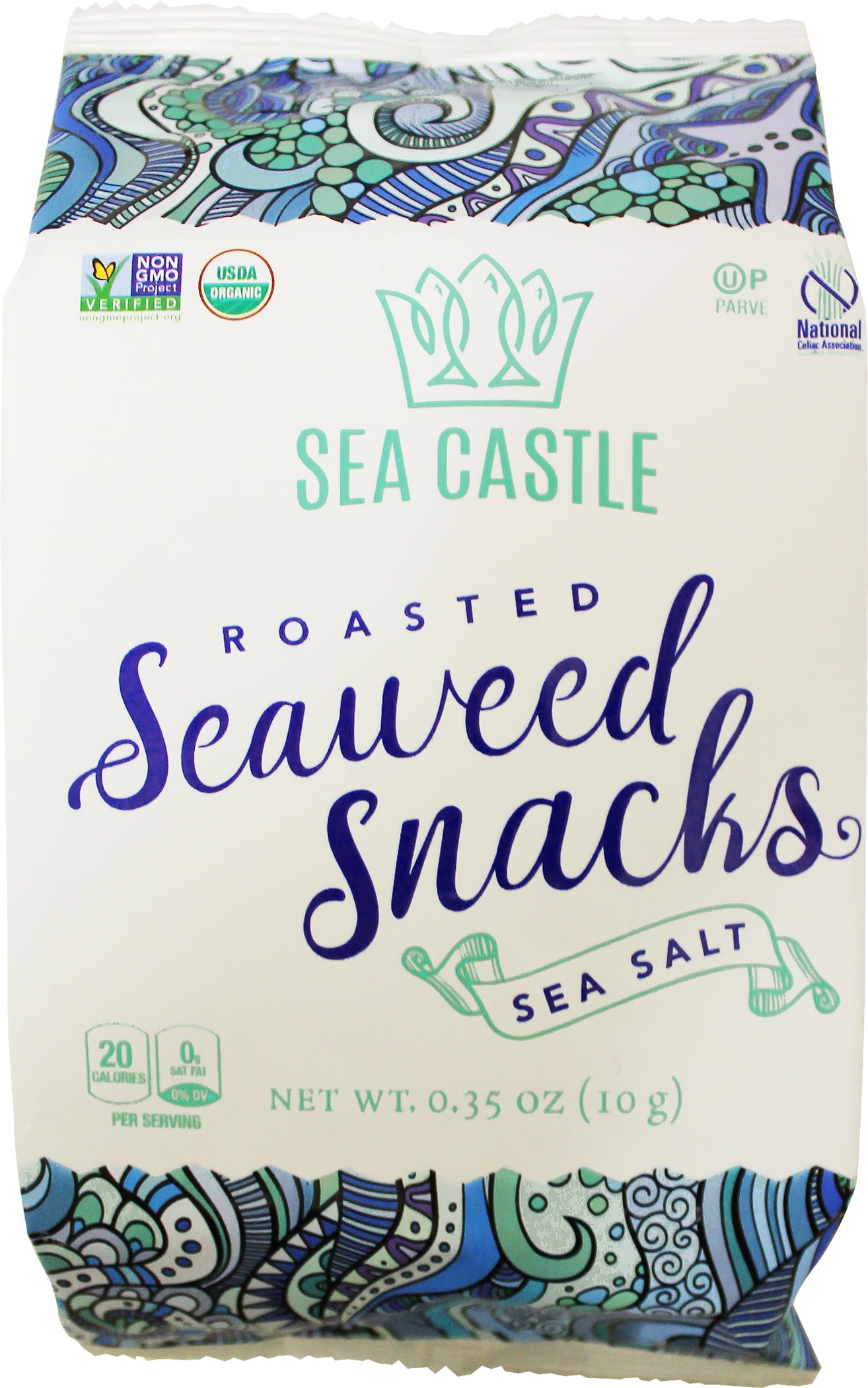 Sea Castle Roasted Seaweed Snacks Crispy Savory Healthy Snack (2 Pack, 0.35 oz) 46ngd