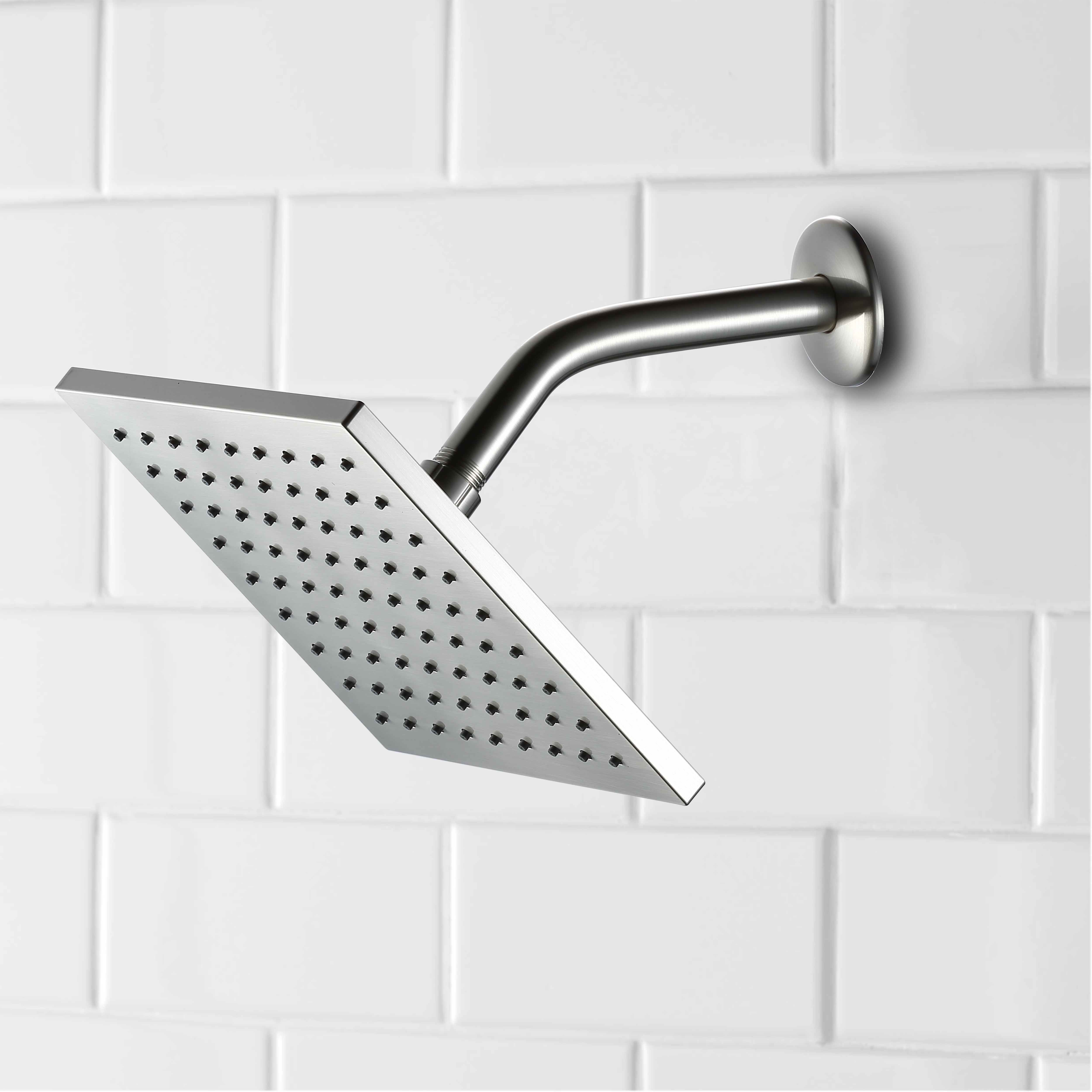 Better Homes & Gardens 8 in. Square Rain Showerhead High Pressure Rainfall Design (Brushed Nickel, 8 in.) 8t94i