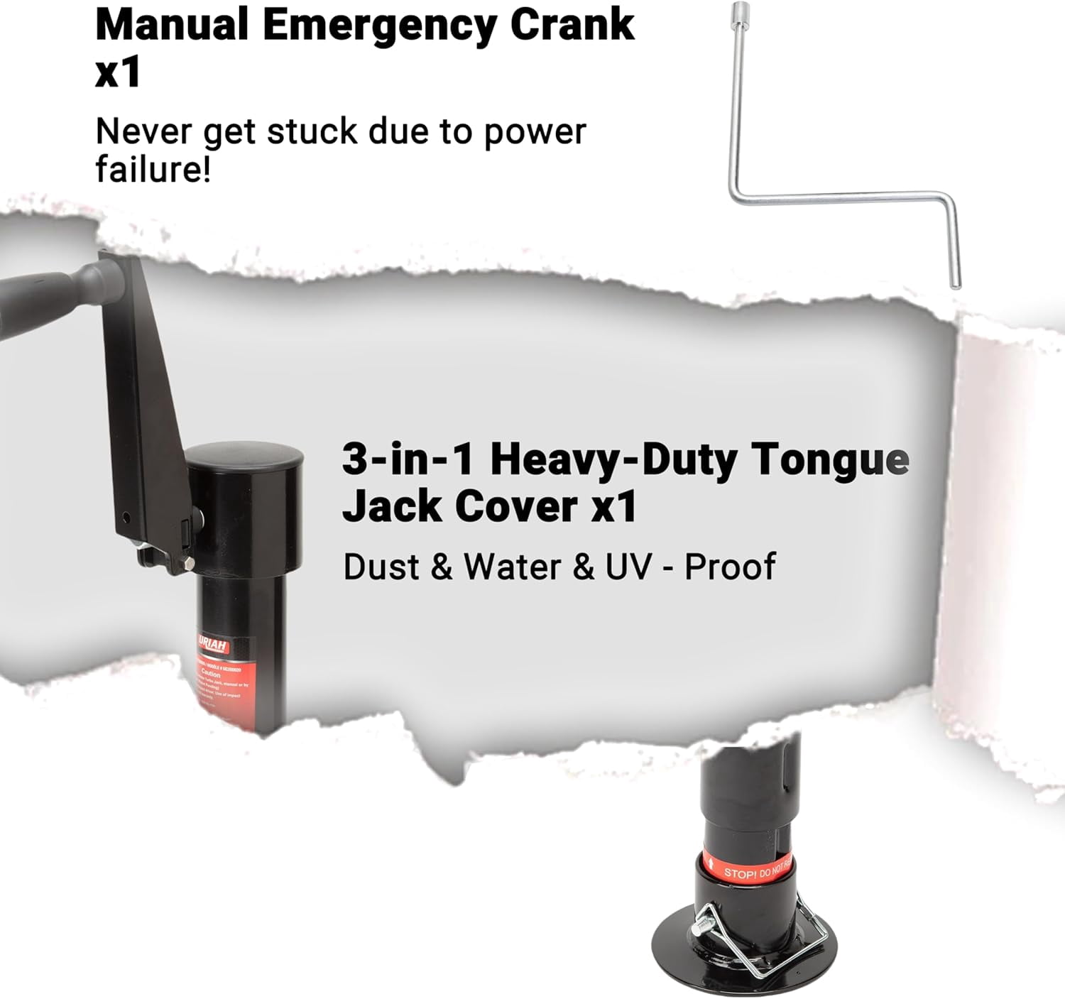 Uriah Products A-Frame Turbo Trailer Jack, Heavy-Duty Manual or Drill-Powered Tongue Jack (Black, 2,000 lb) kvmcv