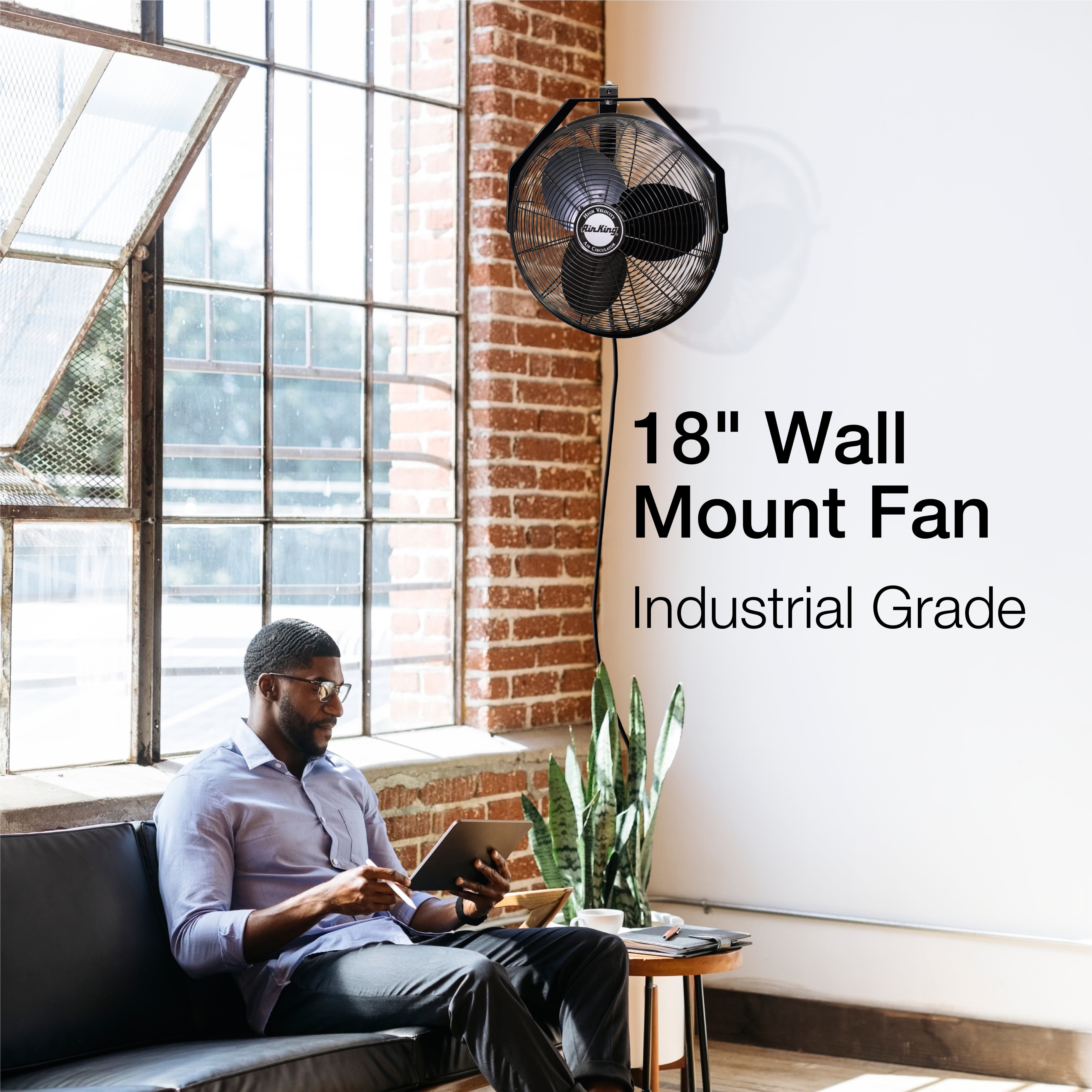 Air King 18 in Industrial Grade High Velocity Wall Mount Fan (Black, 18 in) lor7c