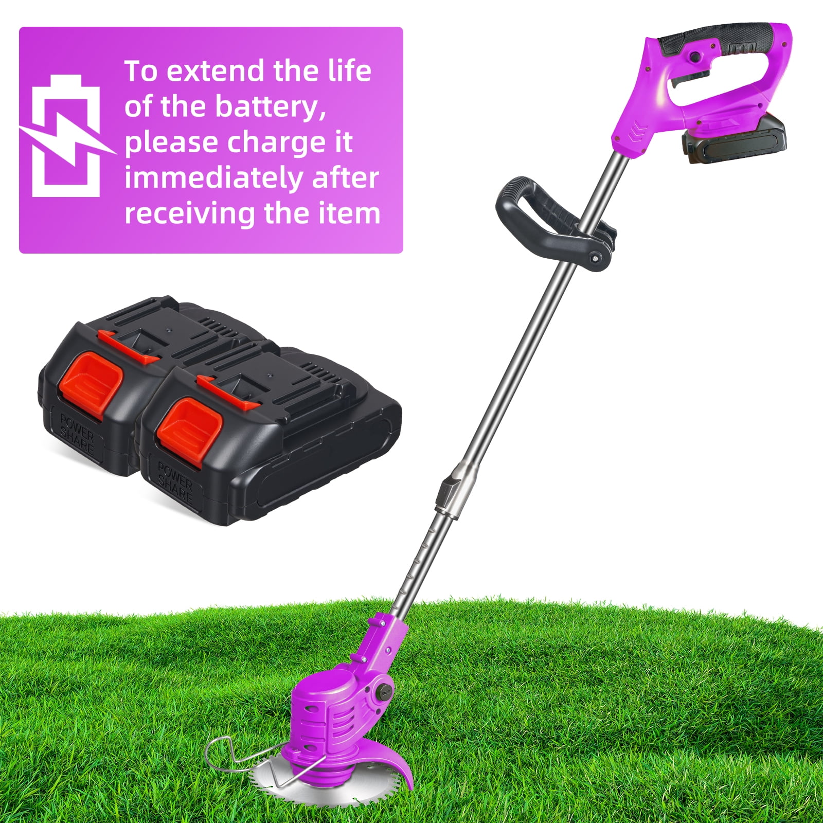 KingFurt 3-in-1 Electric Weed Wacker and Edger with Dual Batteries (35-47 in) 0ra1t