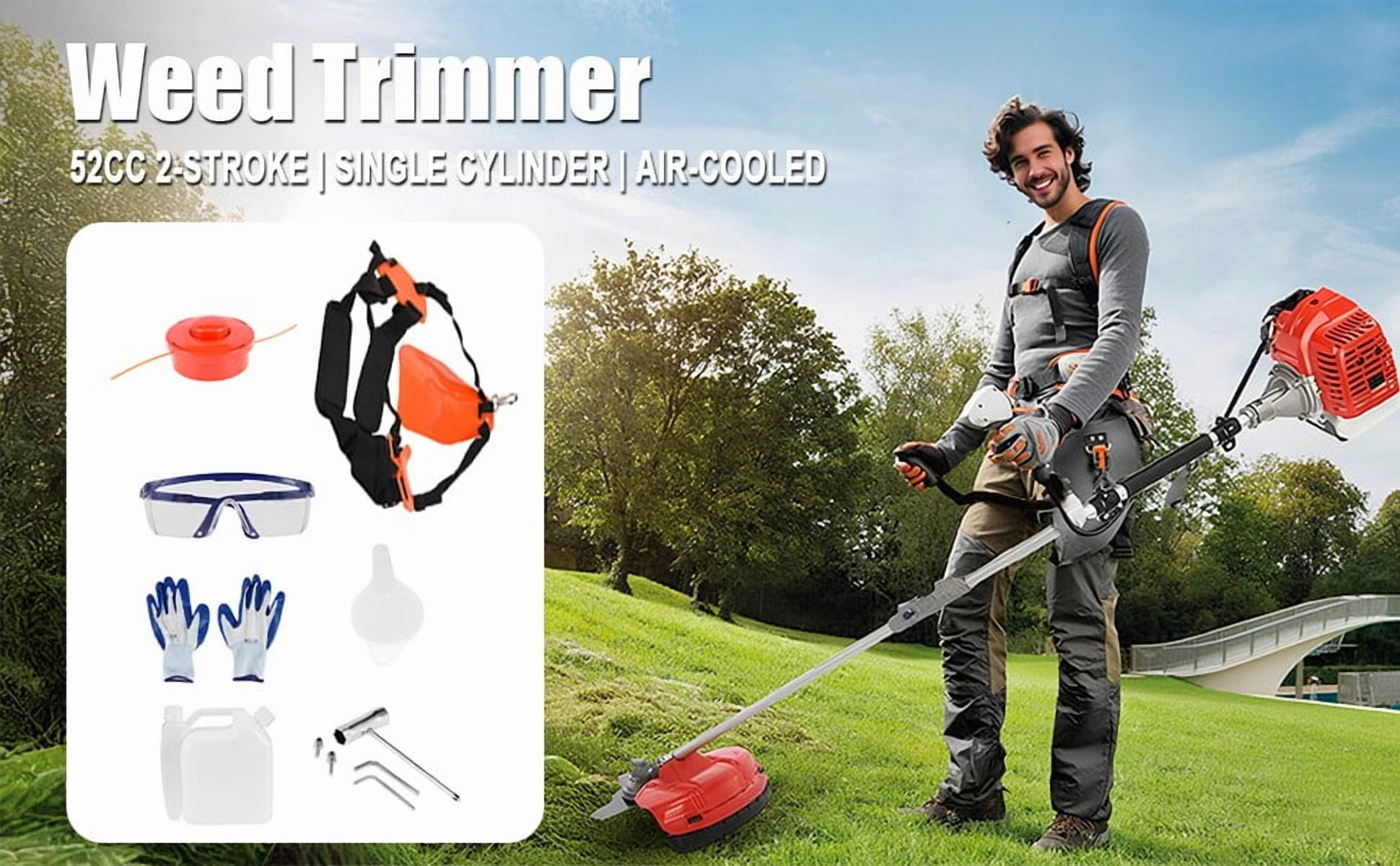 YNCE 52cc Gas Powered String Trimmer and Brush Cutter 3-in-1 Lawn Edger (Red, 52cc Engine) 978zh