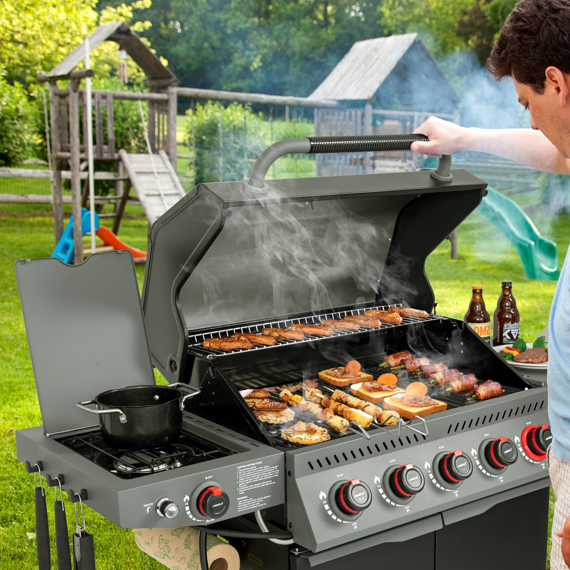Royal Gourmet GA5407H 5-Burner Gas Grill with Sear Burner and Side Burner (Black, 645 sq in) n75si
