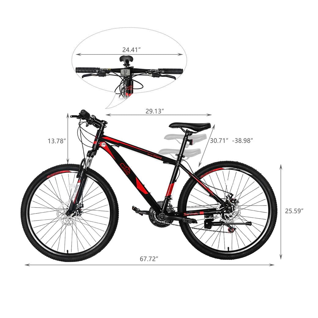EDOEMSE Mountain Bike 21-Speed Trail Bicycle with Dual Disc Brakes (Red/Black, 26 in) zn9sl