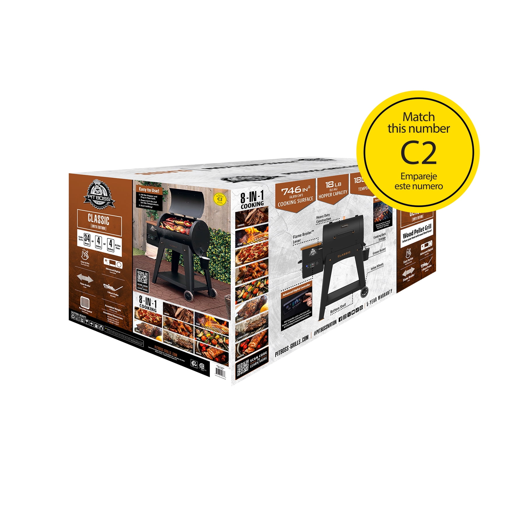 Pit Boss Onyx Series Wood Fired Pellet Grill and Smoker (Black, 746 sq in) xhgjr