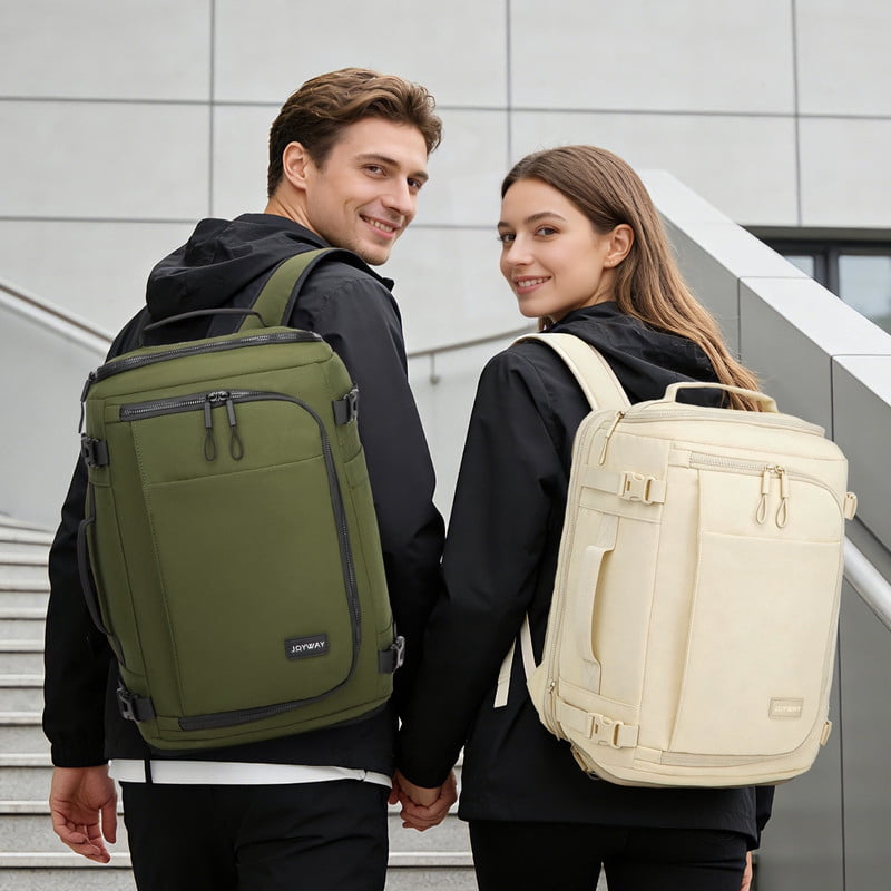 Joyway Travel Backpack Large Capacity Carry On Weekender Bag with Shoe Compartment and Laptop Sleeve (Beige, 18 in x 12 in x 8 in) 750ao