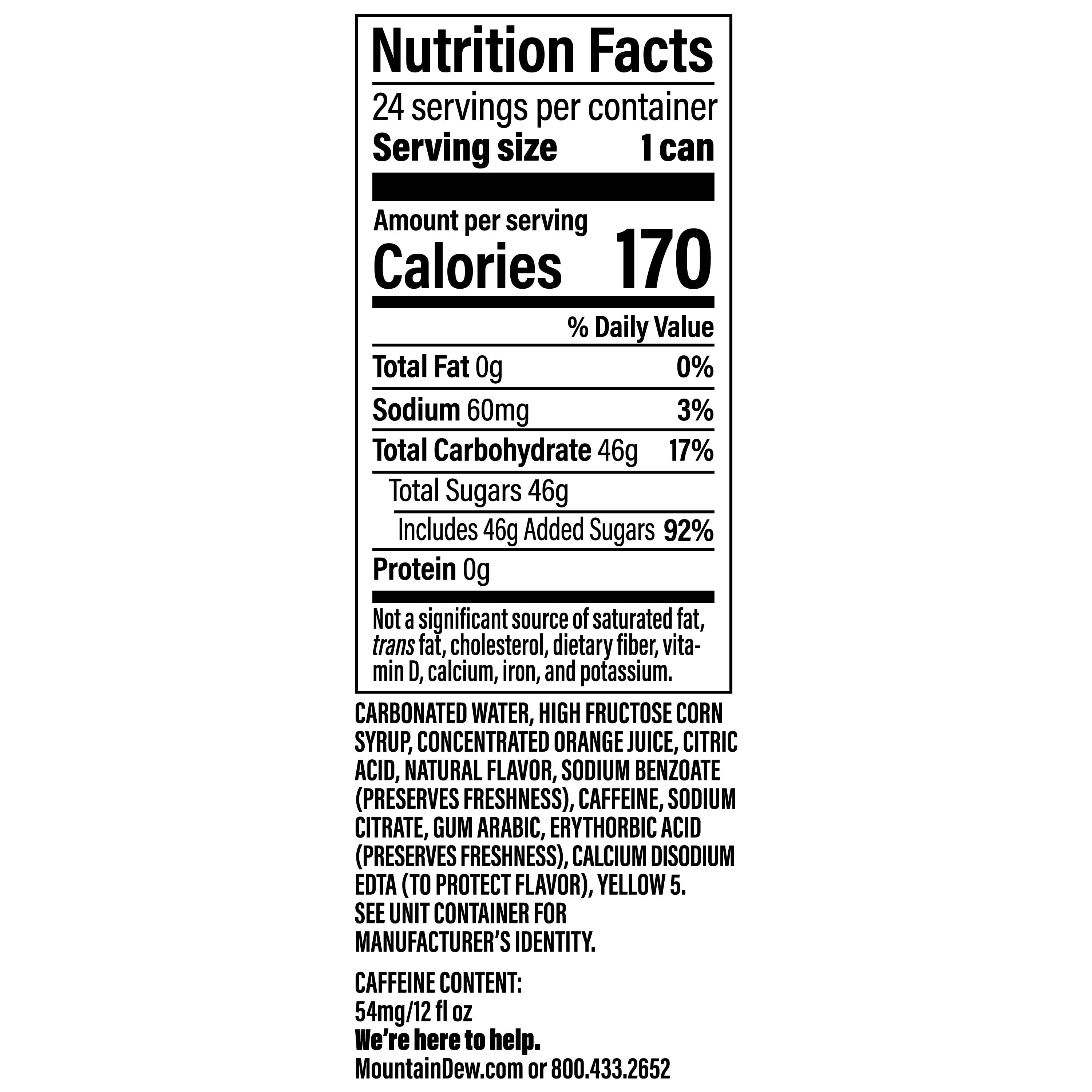 Mountain Dew Citrus Soda (Original Flavor, 24 Pack, 12 fl oz) 36qss