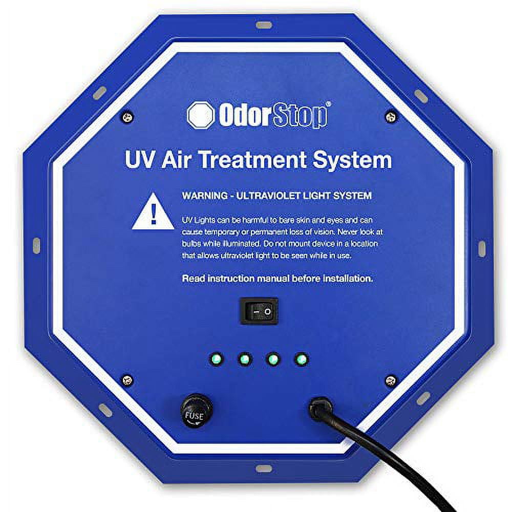 OdorStop UV Air Purifier OS3612PRO with Airflow Sensor (Blue, 8 in x 8 in x 3 in) vwb49