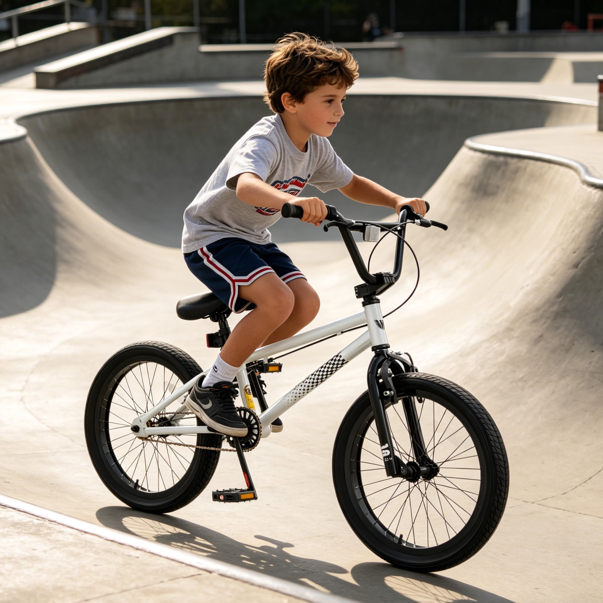 Korimefa Freestyle BMX Bike for Kids, Durable Steel Frame with Hand Brakes and Shock-Absorbing Tires (White, 18 in) idu2v