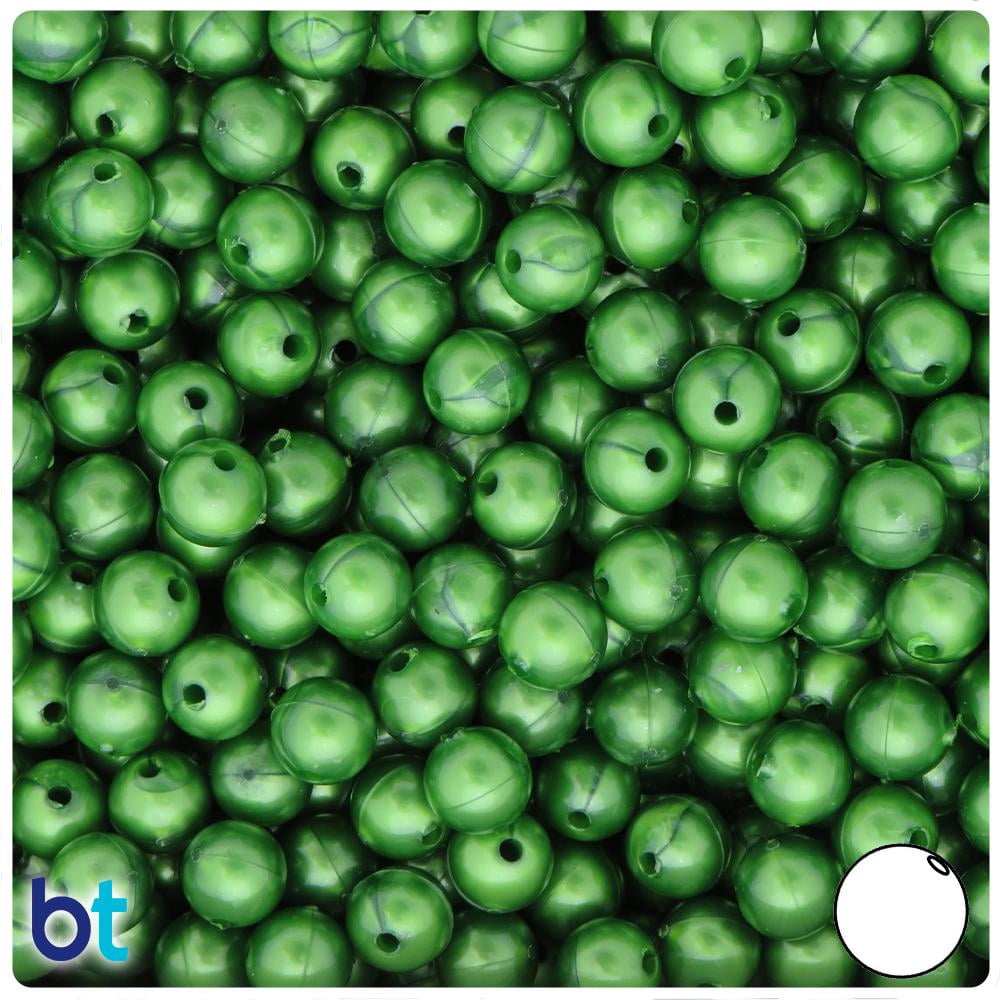 BeadTin Dark Green Pearl Round Craft Beads (8mm, 300 Pieces) fqmko
