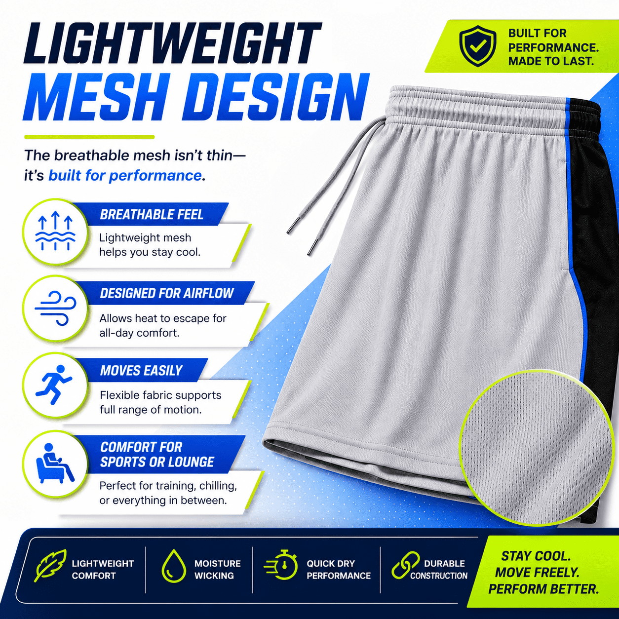 Daresay Mens Moisture Wicking Athletic Basketball Gym Shorts with Pockets (Black, 5 Pack) lfvmf