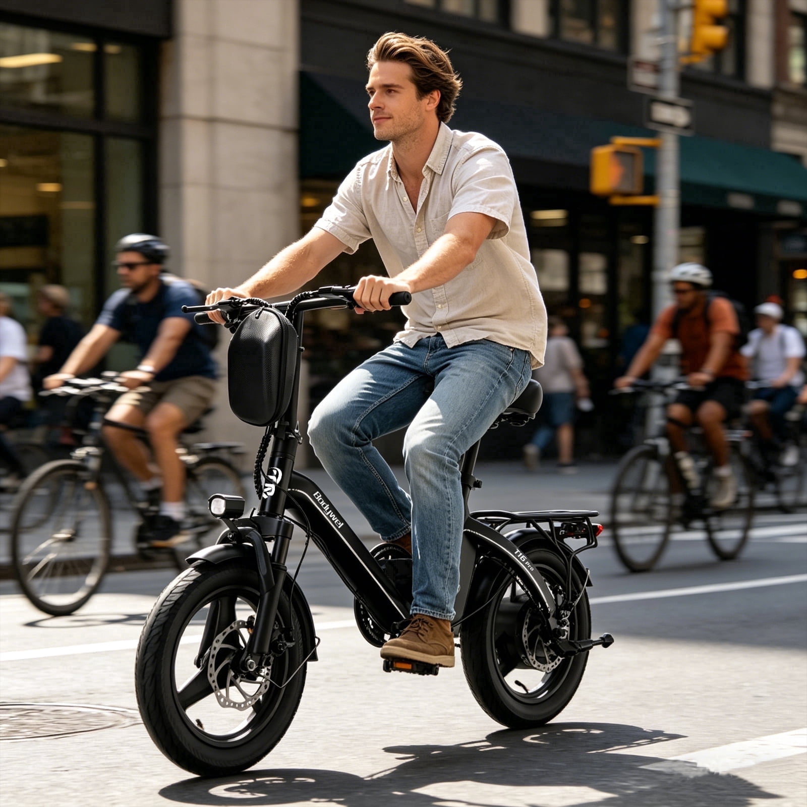 Bodywel Electric Bike for Adults, Folding E-Bike with 500W Motor, 36V 10Ah Battery, Commuter Mini Bicycle (Black, 14 in) kd2ff