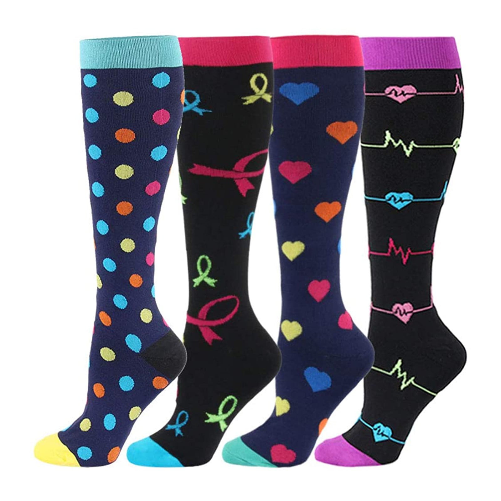 IYTR Unisex Athletic Compression Socks Moisture-Wicking Performance Crew Socks (Black, 4 Pairs) 72idf