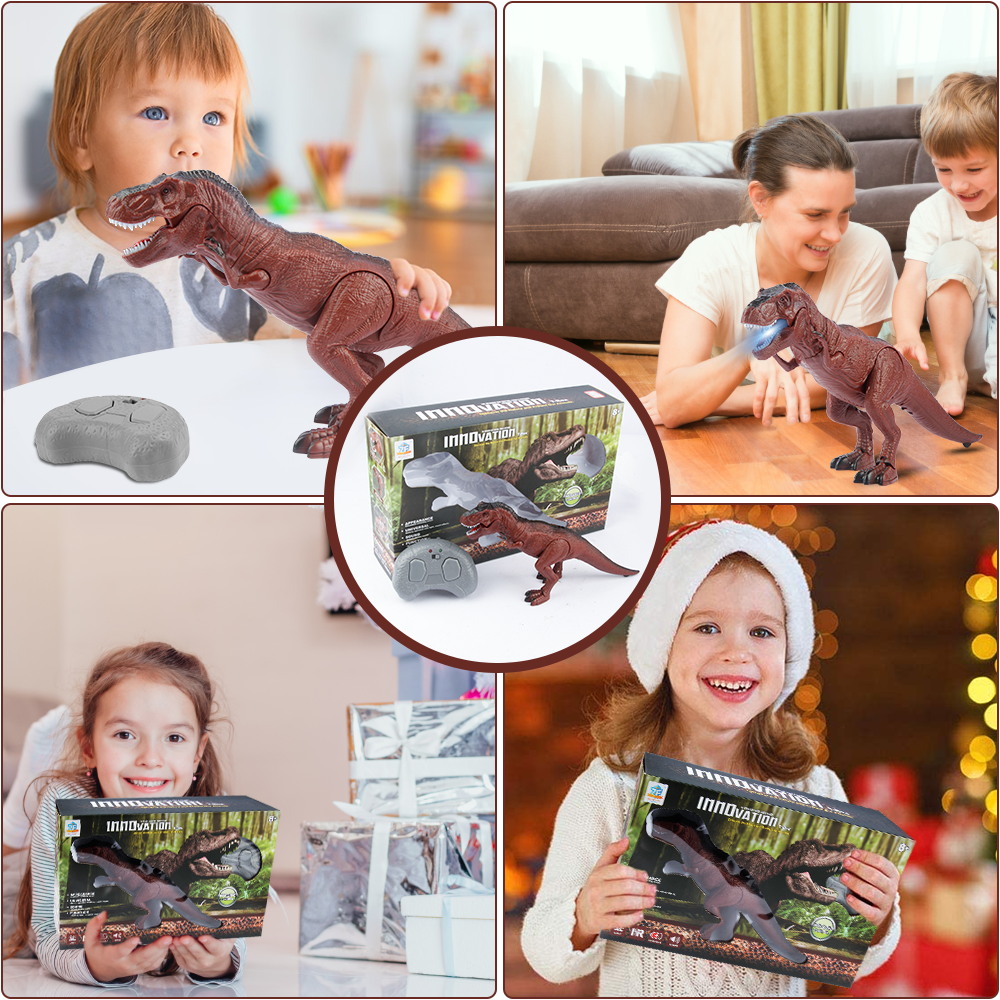 UUGEE Remote Control T-Rex Dinosaur Robot, Interactive RC Toy with Light and Sound Effects (Brown, 1 Pack) 4j5wa
