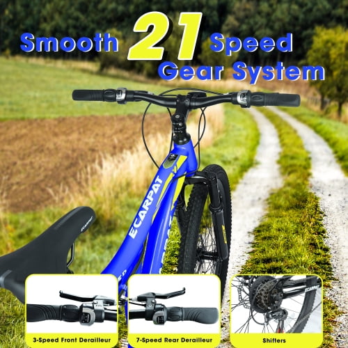 POVANLI 26 Inch Mountain Bike Dual Full Suspension Steel Frame 21-Speed Trail Commuter (Black, 26 in) t99sl