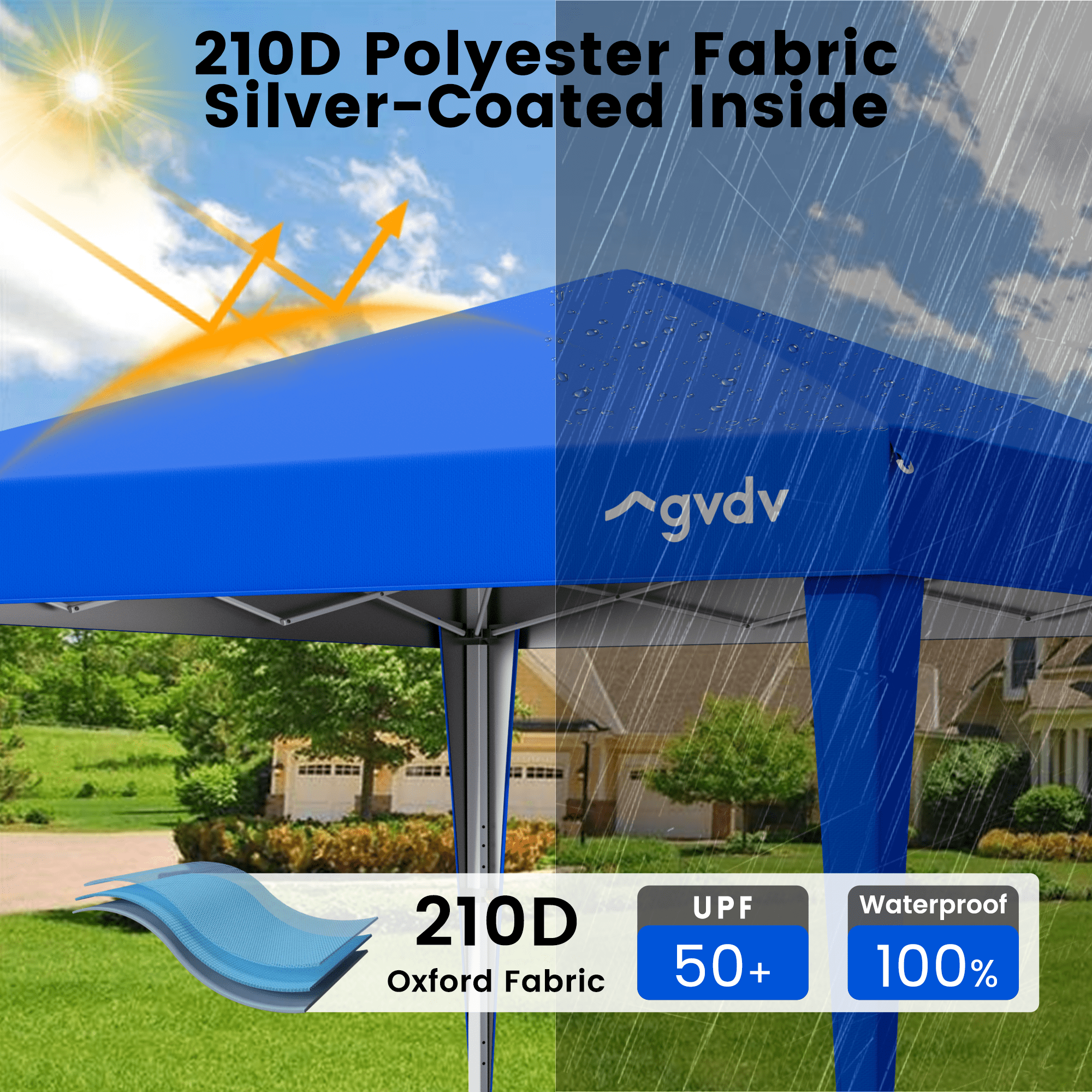 GVDV Instant Pop-up Canopy Tent, Commercial Grade Outdoor Shade Shelter (Blue, 10 ft x 10 ft) xzk2h