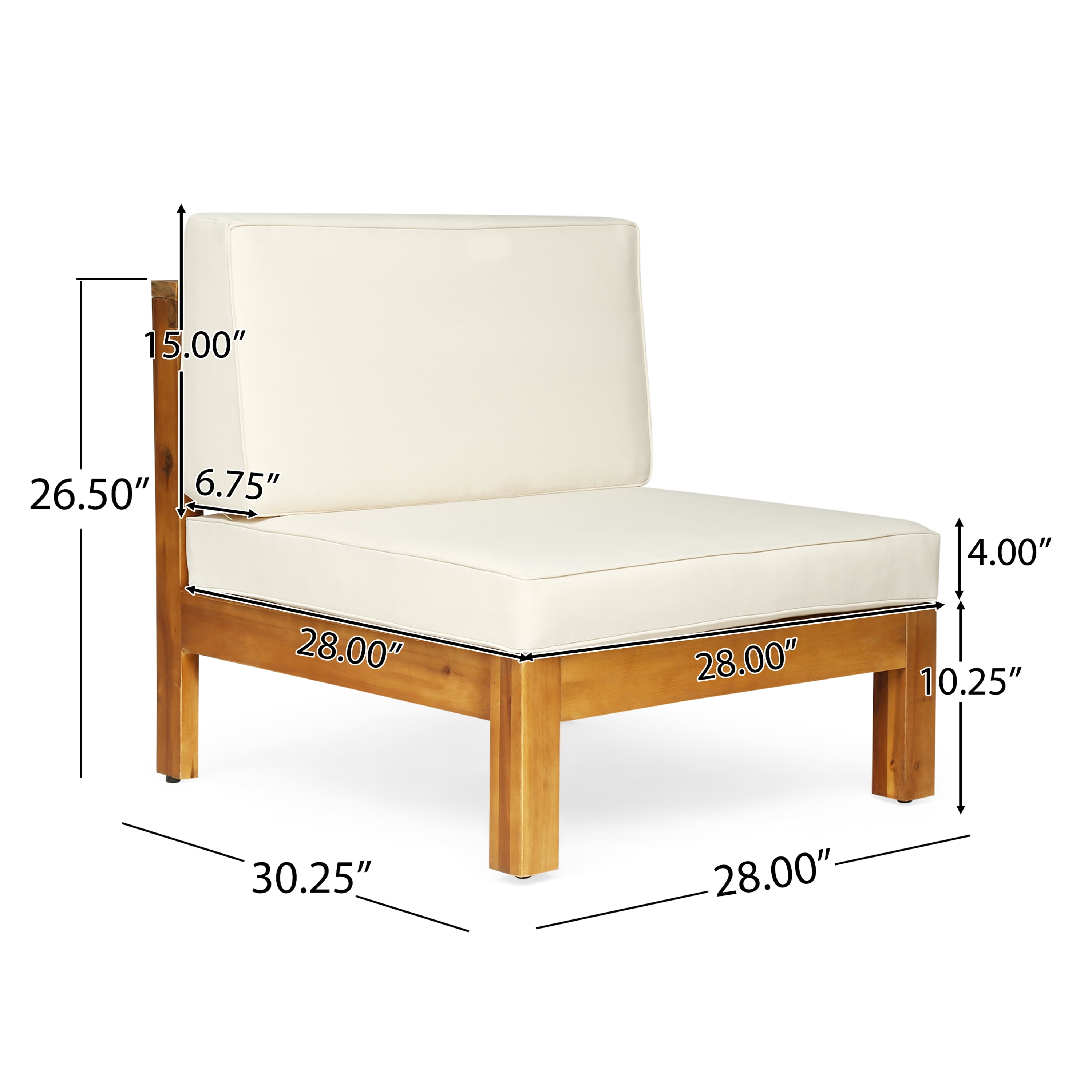 Noble House Frankie Outdoor 8-Seater Acacia Wood Sofa and Club Chair Set (Teak and Beige, 9-Piece Set) swd84