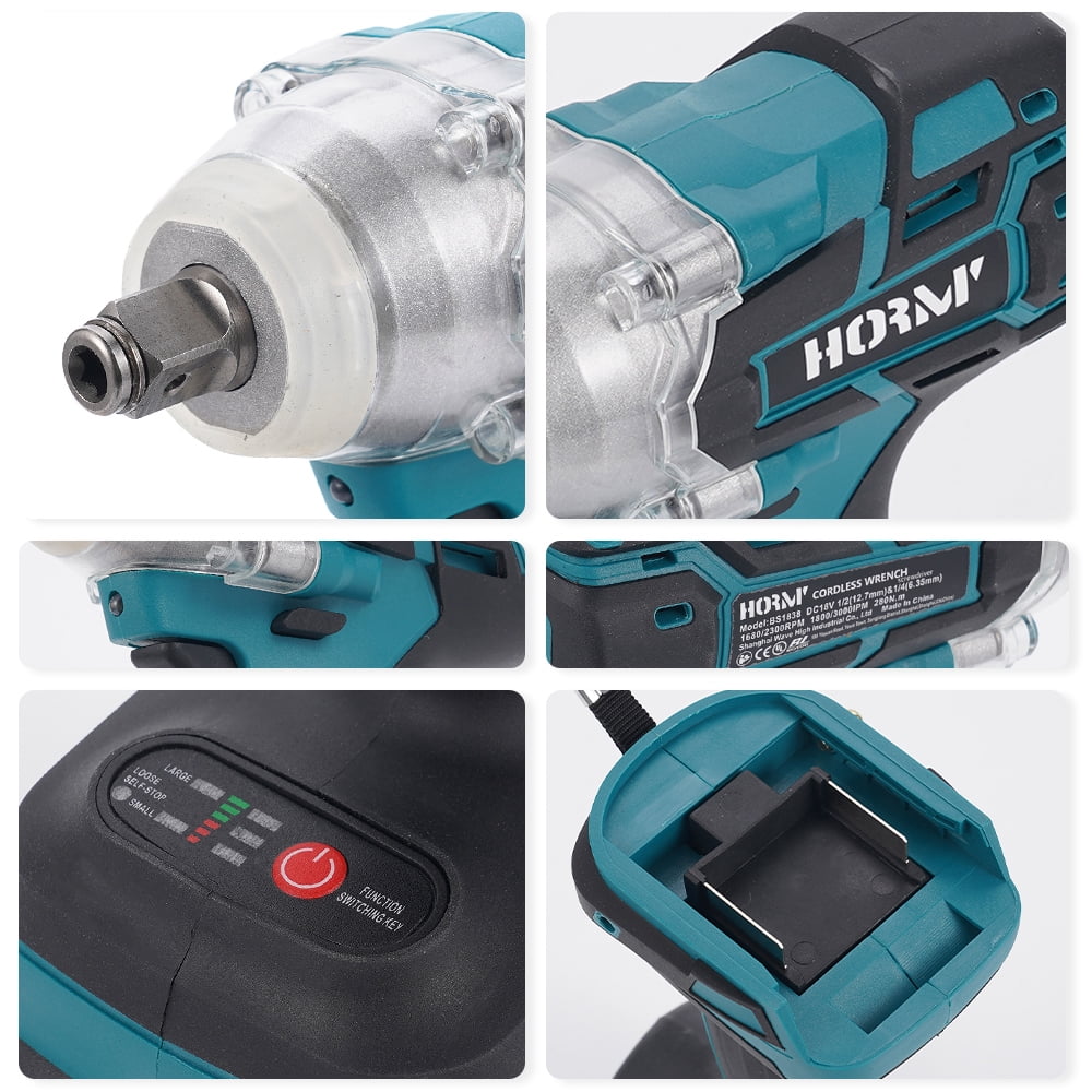 HORMY Cordless Impact Wrench, Brushless Motor Power Tool with 2 Batteries & LED Light (Blue, 1/2 in) t6r9k