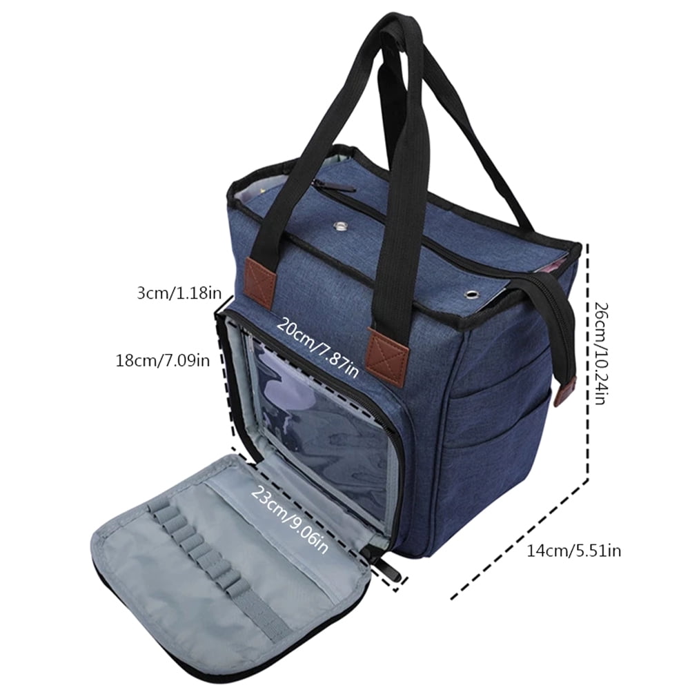 Jetcloudlive Yarn Storage Tote, Knitting Project Organizer Bag with Needle Compartments (Small, 5.7 in x 5.5 in) 6wxs1