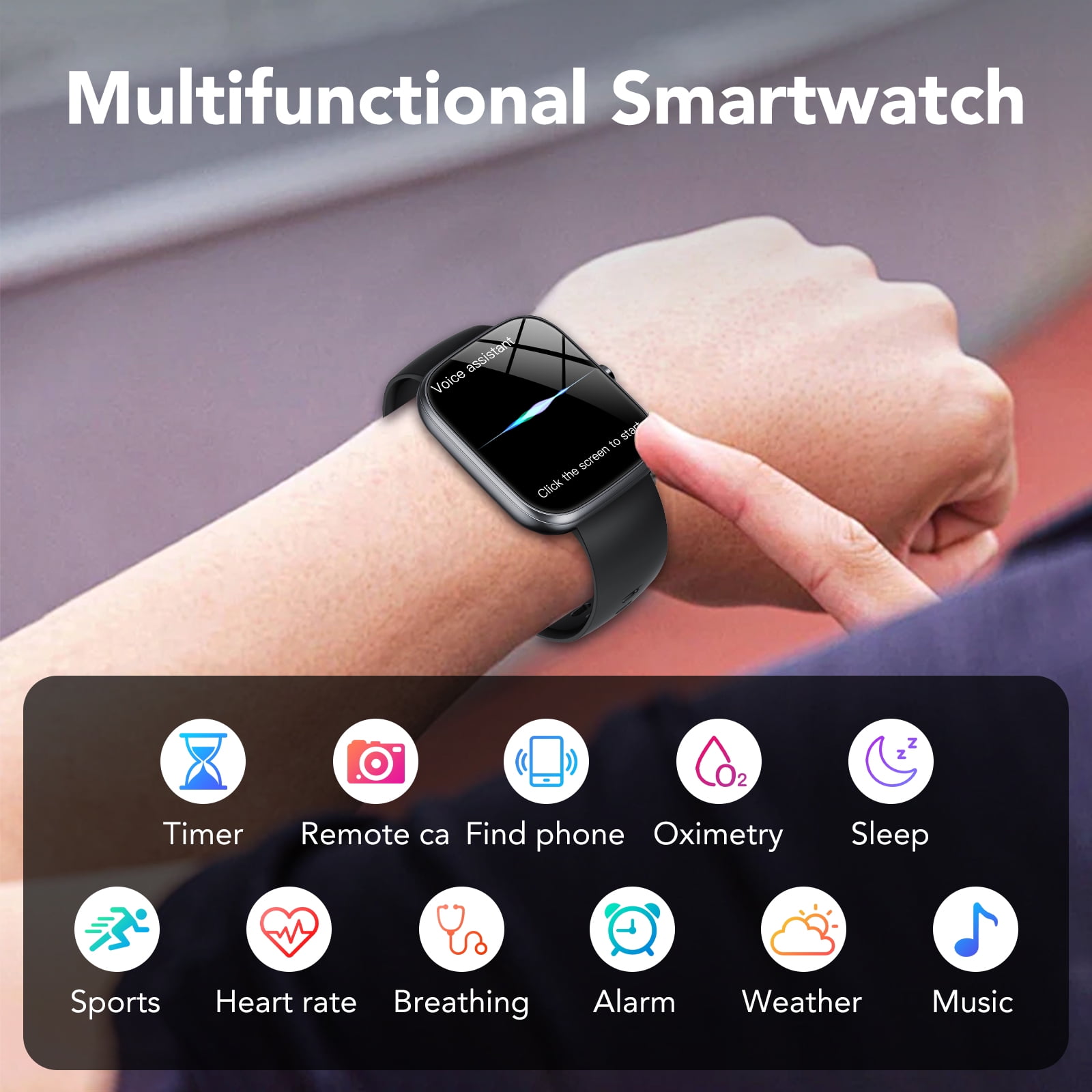 Tikland Smart Watch Fitness Tracker with 1.91 in HD Screen, Bluetooth Calling, 100 Sports Modes, IP68 Waterproof (Grey) m5oy8