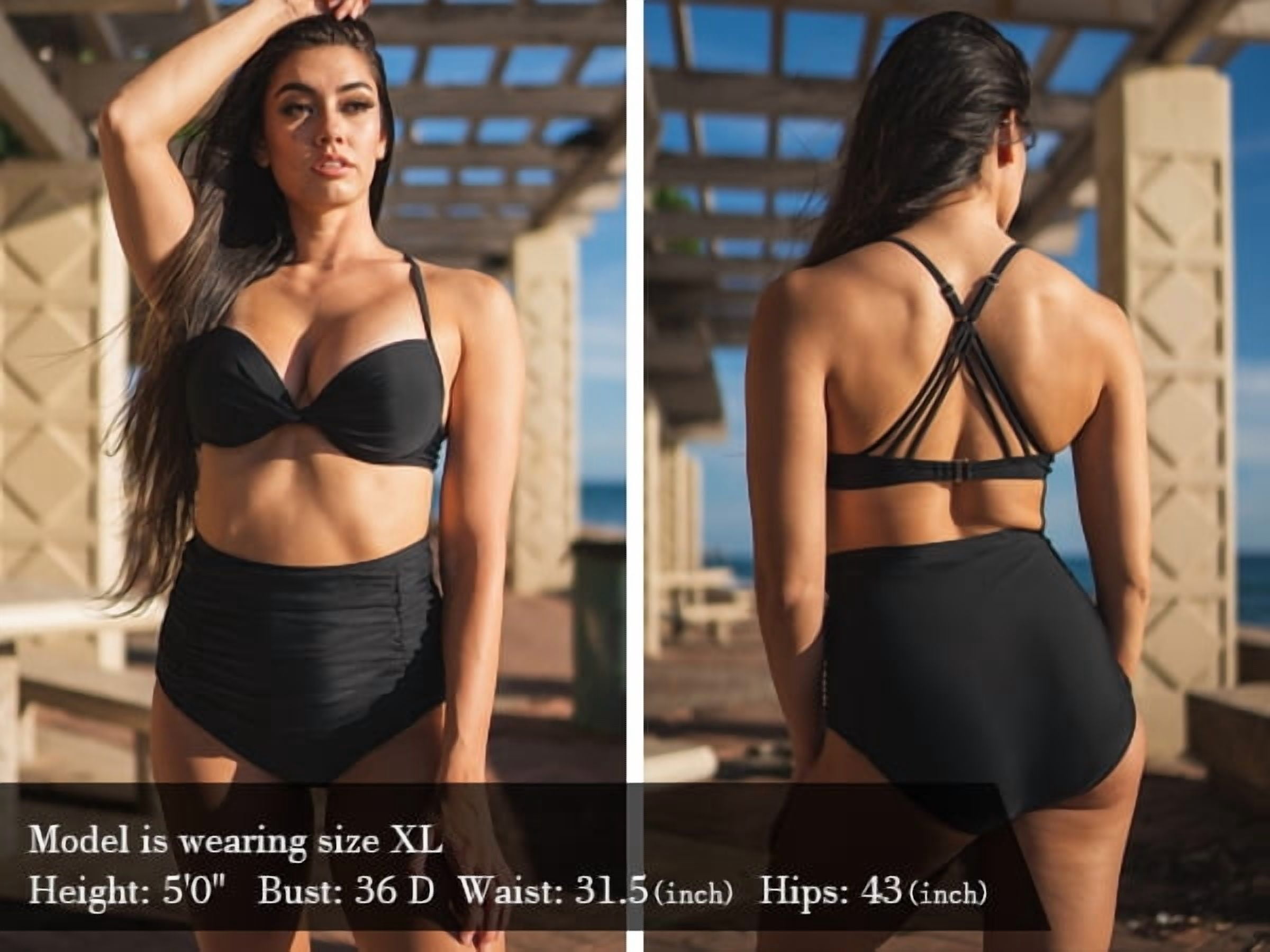 Relleciga Women's High Waisted Bikini Bottom Ruched Tummy Control Swimwear (Black, Small) ybqdi