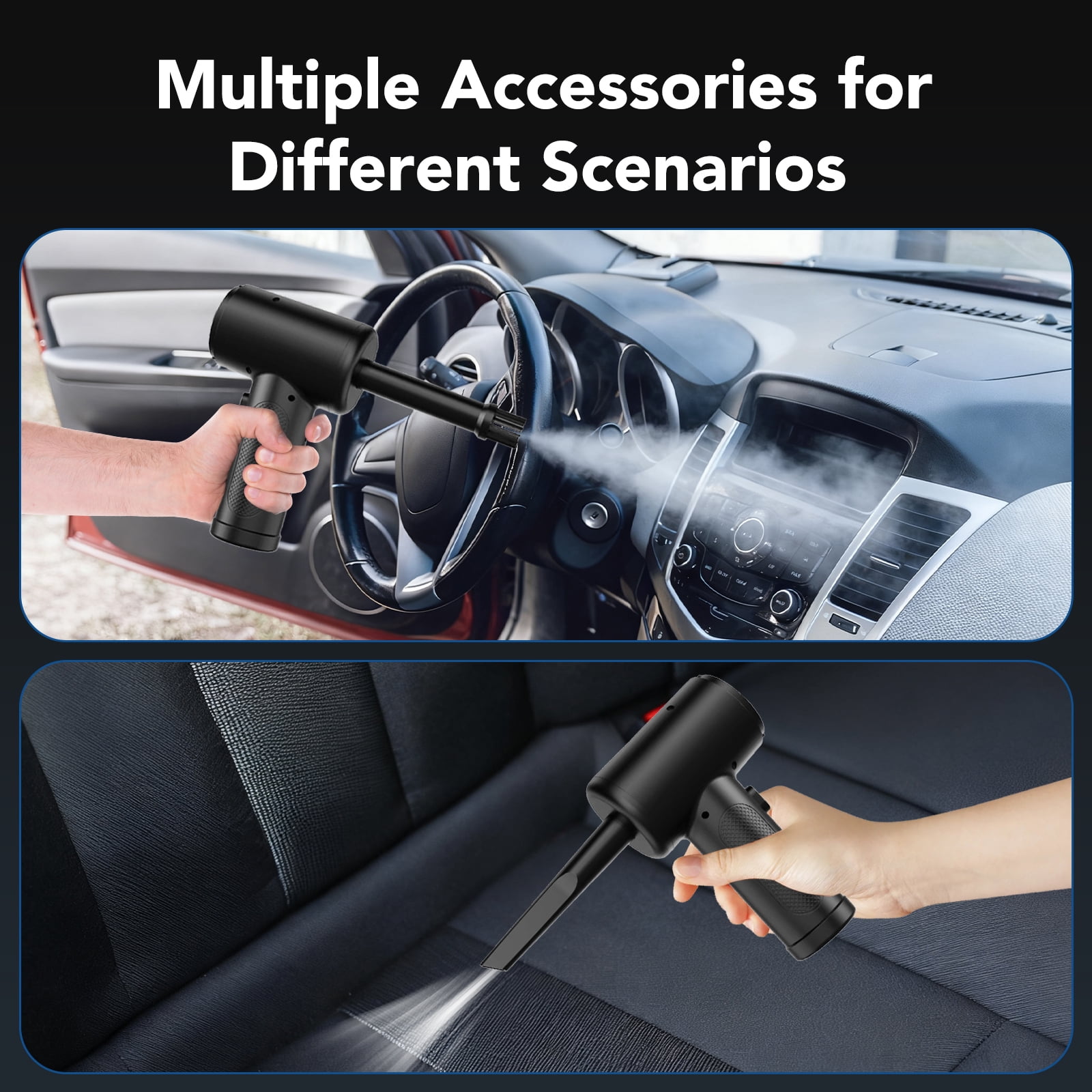 KT1 Cordless Handheld Car Vacuum and Blower 2-in-1, Portable Auto Detailing Tool with 6 Attachments (Black) avjed
