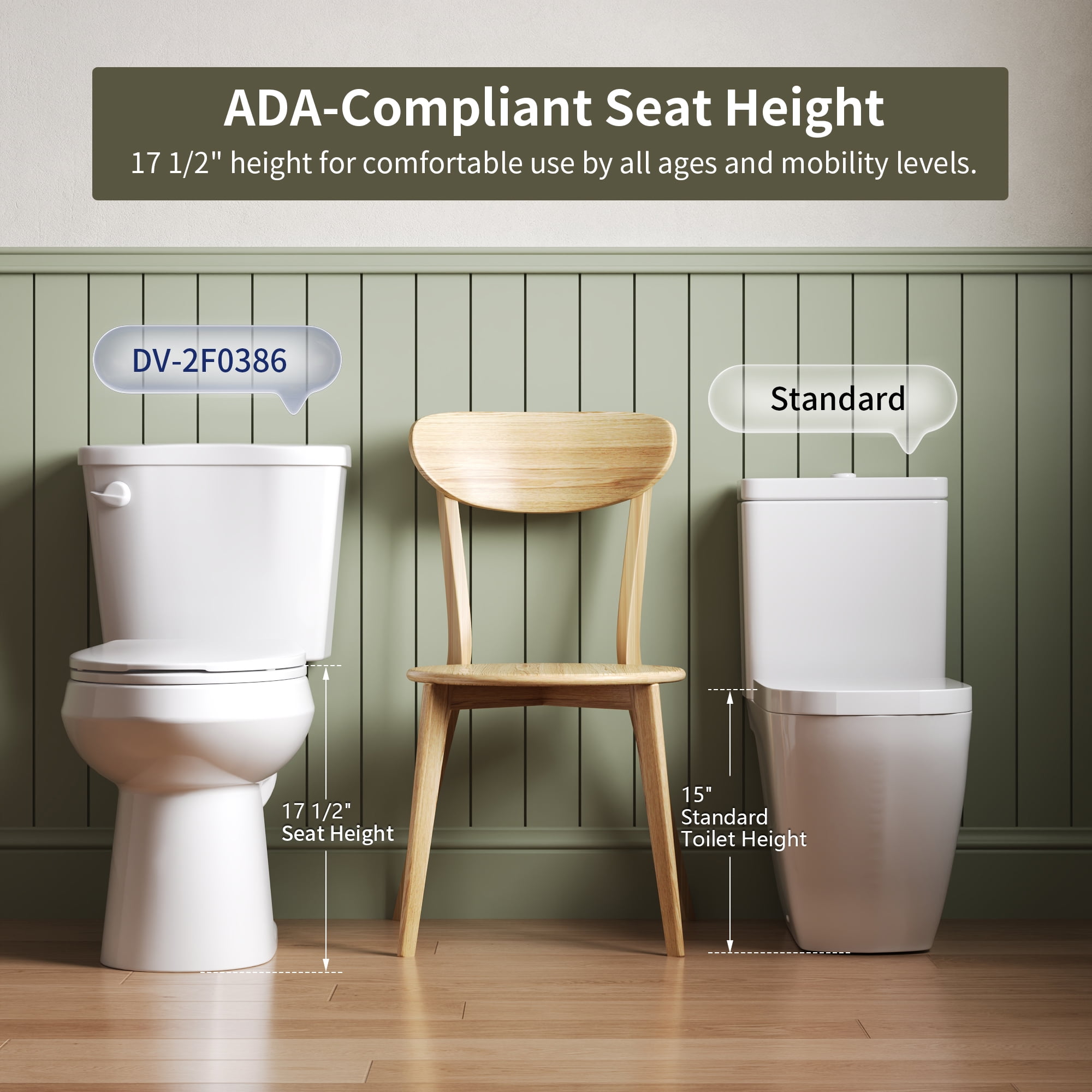 DeerValley 2-Piece Elongated Chair Height Toilet with Soft Close Seat (White, 1.28 GPF) 7mrc5