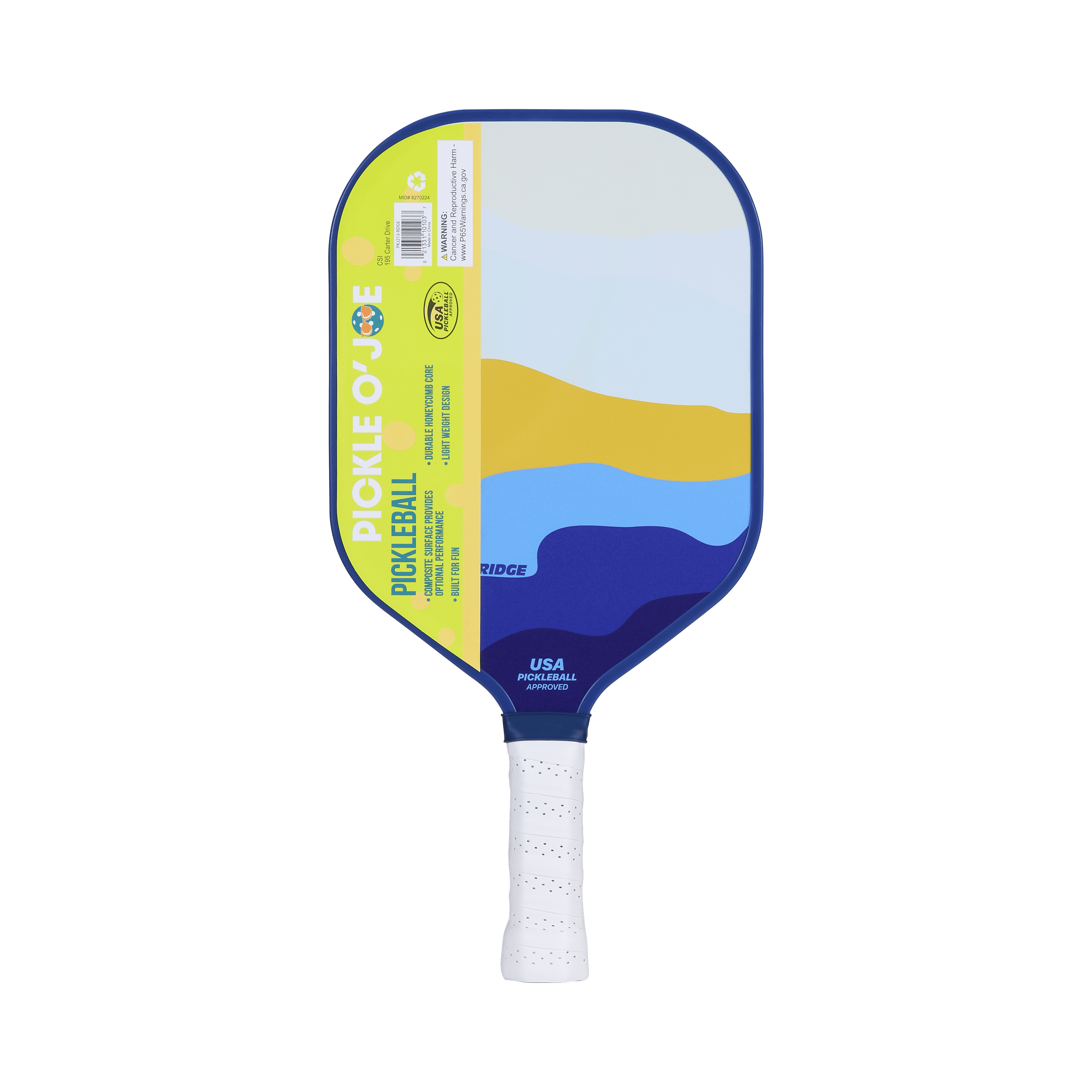 Pickle O'Joe USAPA Approved Fiberglass Pickleball Paddle (Blue Ridge, 15.5 in x 8 in) 7ao80